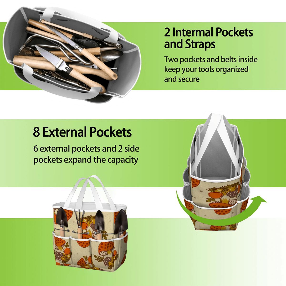 Kate McEnroe New York Merry Mushroom Retro 70s Kitschy Garden Tool Bag OrganizerGarden Tool BagSUWo6X7GMf