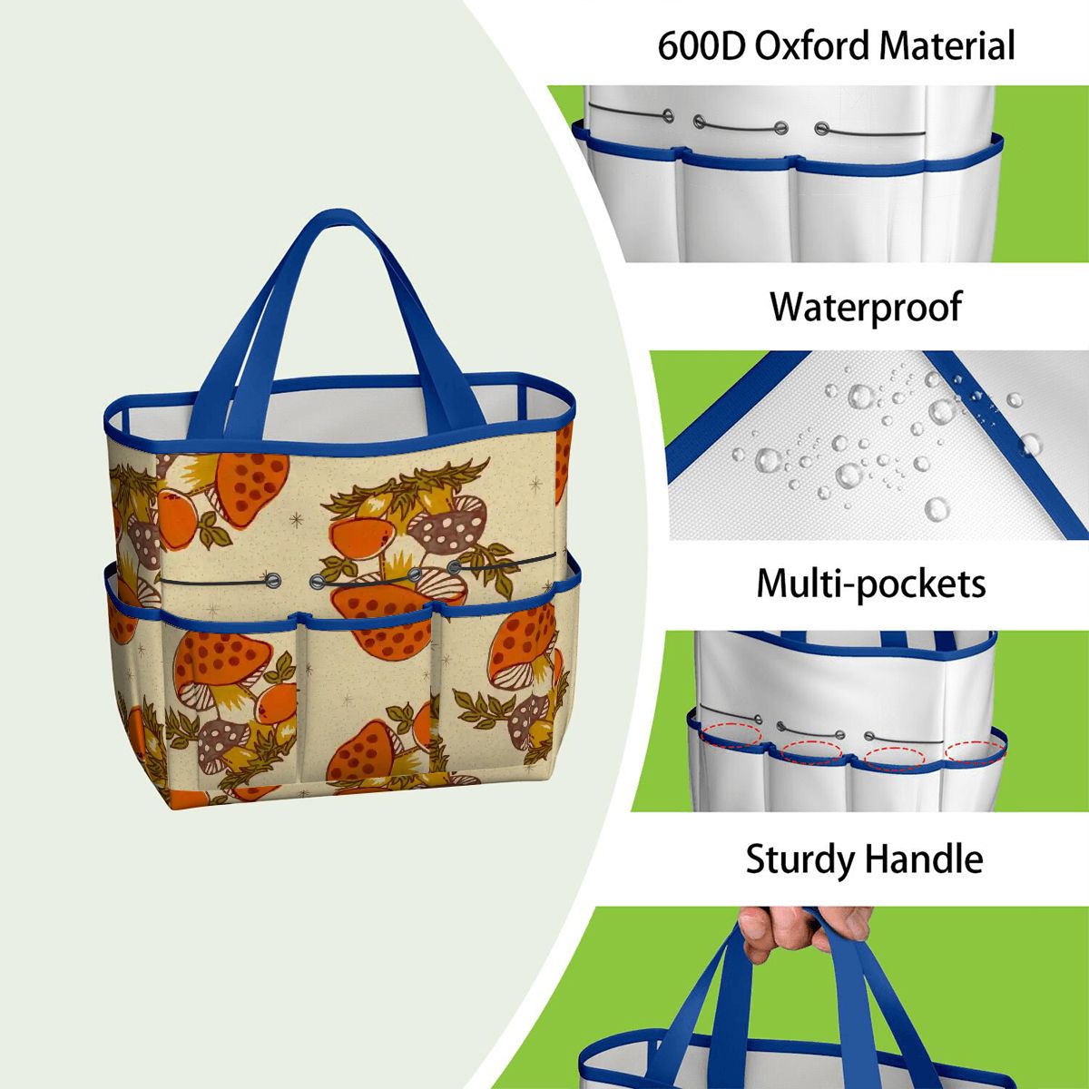 Kate McEnroe New York Merry Mushroom Retro 70s Kitschy Garden Tool Bag OrganizerGarden Tool BagSUWo6X7GMf