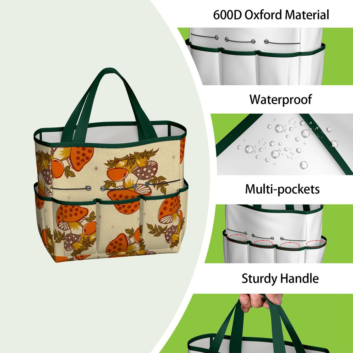 Kate McEnroe New York Merry Mushroom Retro 70s Kitschy Garden Tool Bag OrganizerGarden Tool BagSUWo6X7GMf