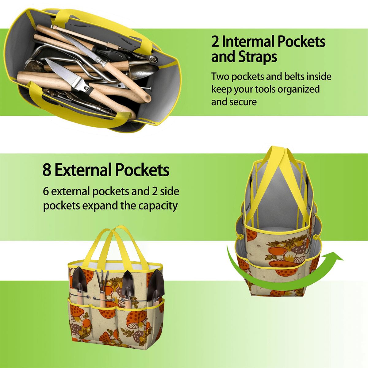 Kate McEnroe New York Merry Mushroom Retro 70s Kitschy Garden Tool Bag OrganizerGarden Tool BagSUWo6X7GMf