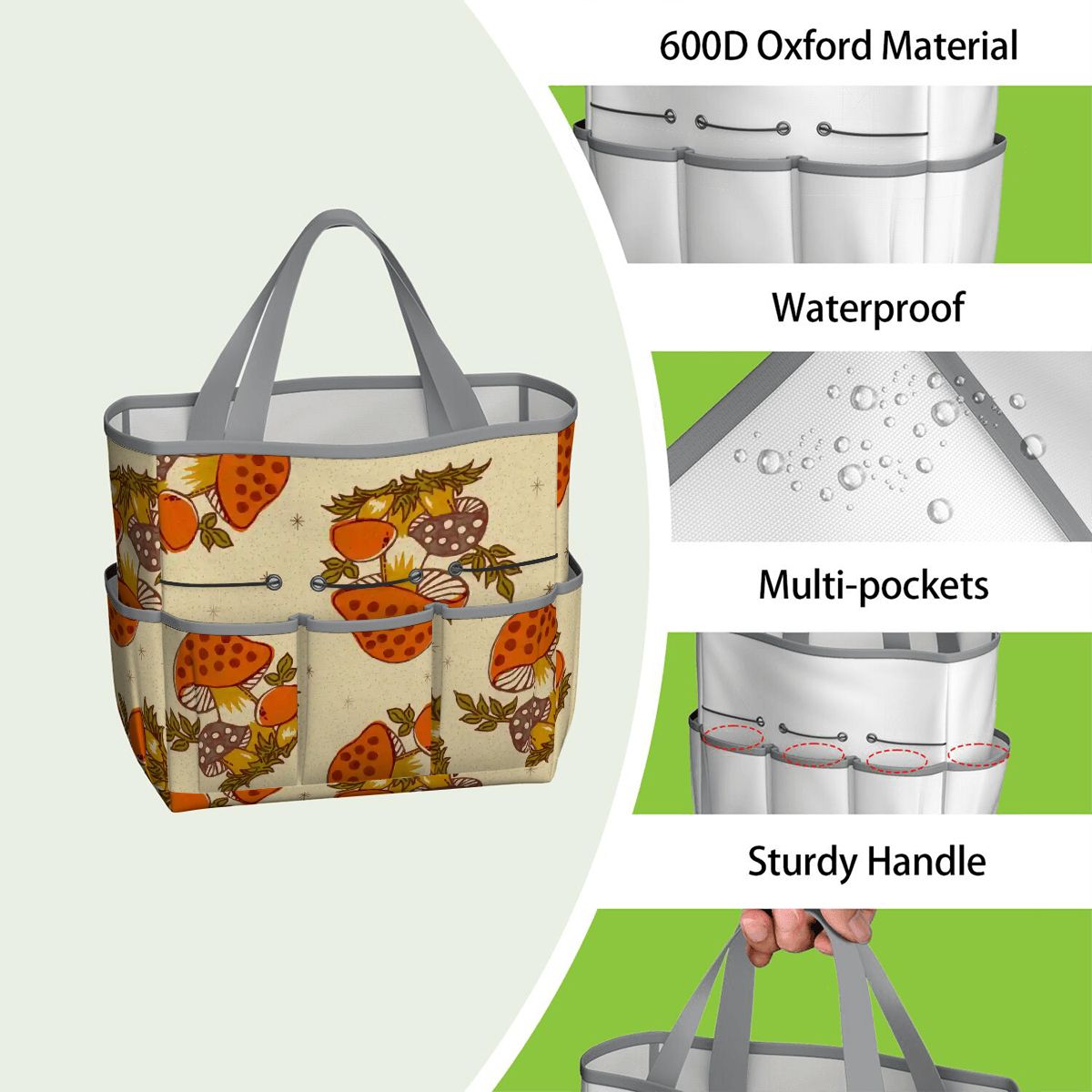 Kate McEnroe New York Merry Mushroom Retro 70s Kitschy Garden Tool Bag OrganizerGarden Tool BagSUWo6X7GMf