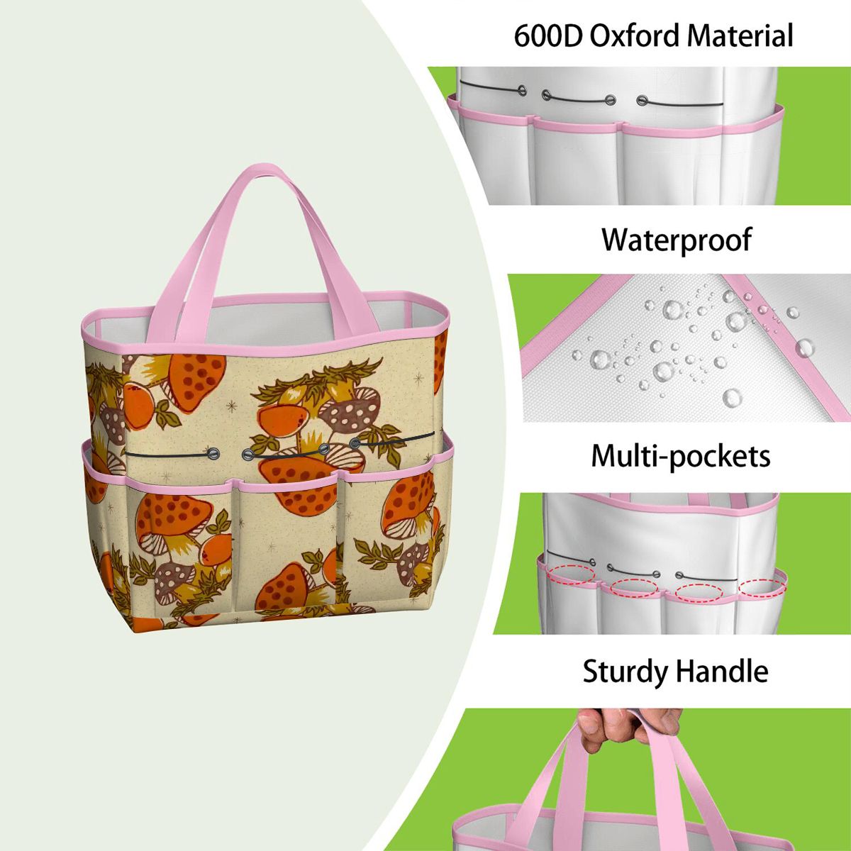 Kate McEnroe New York Merry Mushroom Retro 70s Kitschy Garden Tool Bag OrganizerGarden Tool BagSUWo6X7GMf