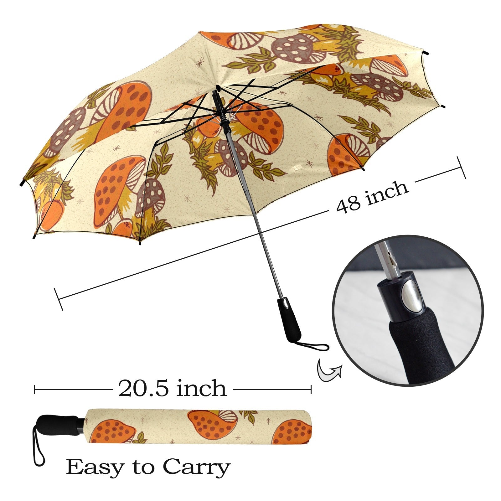 Kate McEnroe New York Merry Mushroom Retro Umbrella, 70s Kitsch Mid Century Modern Rain GearUmbrellas10138889523837074869