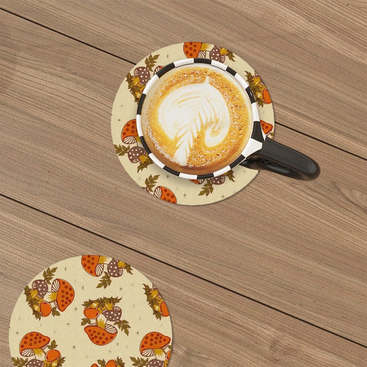 Kate McEnroe New York Merry Mushroom Set of 6 Round Ceramic Coasters, Cottagecore Table Decor, Retro 70s Kitchen AccessoriesCoastersmxBZeN1guy