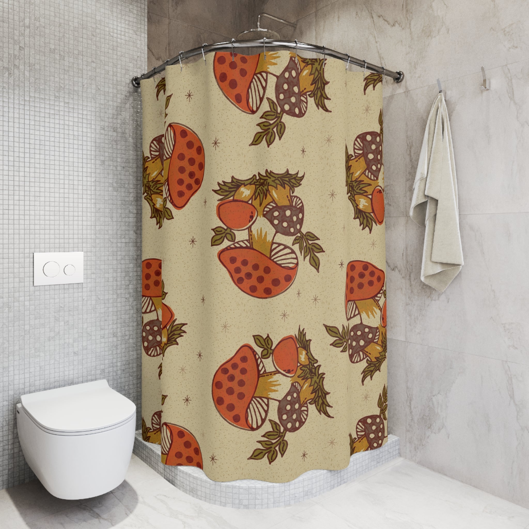 Kate McEnroe New York Merry Mushroom Shower Curtain, Retro 70s Bathroom Decor, Mid Century Modern Funky Bath CurtainShower Curtains14470920284864715752