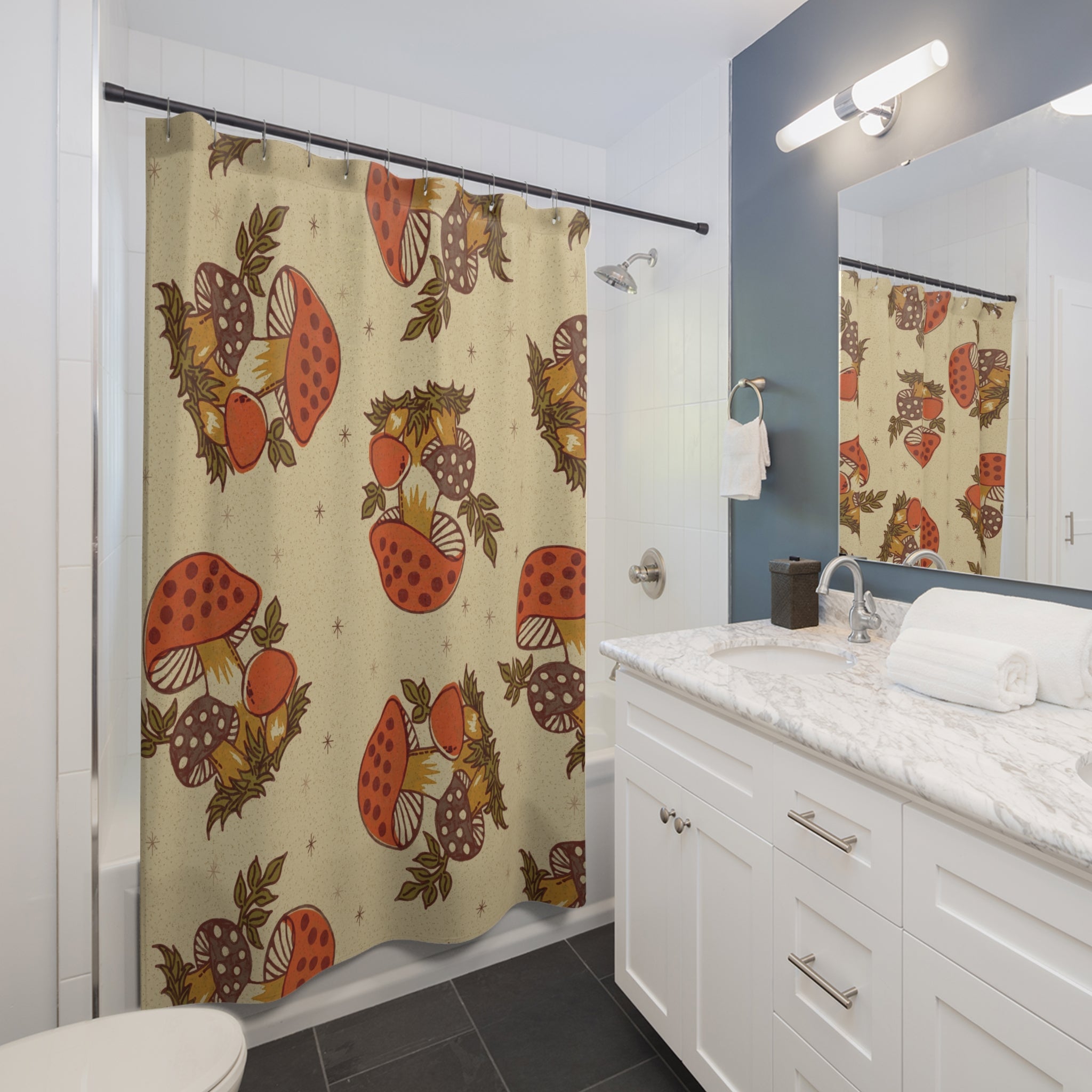 Kate McEnroe New York Merry Mushroom Shower Curtain, Retro 70s Bathroom Decor, Mid Century Modern Funky Bath CurtainShower Curtains14470920284864715752