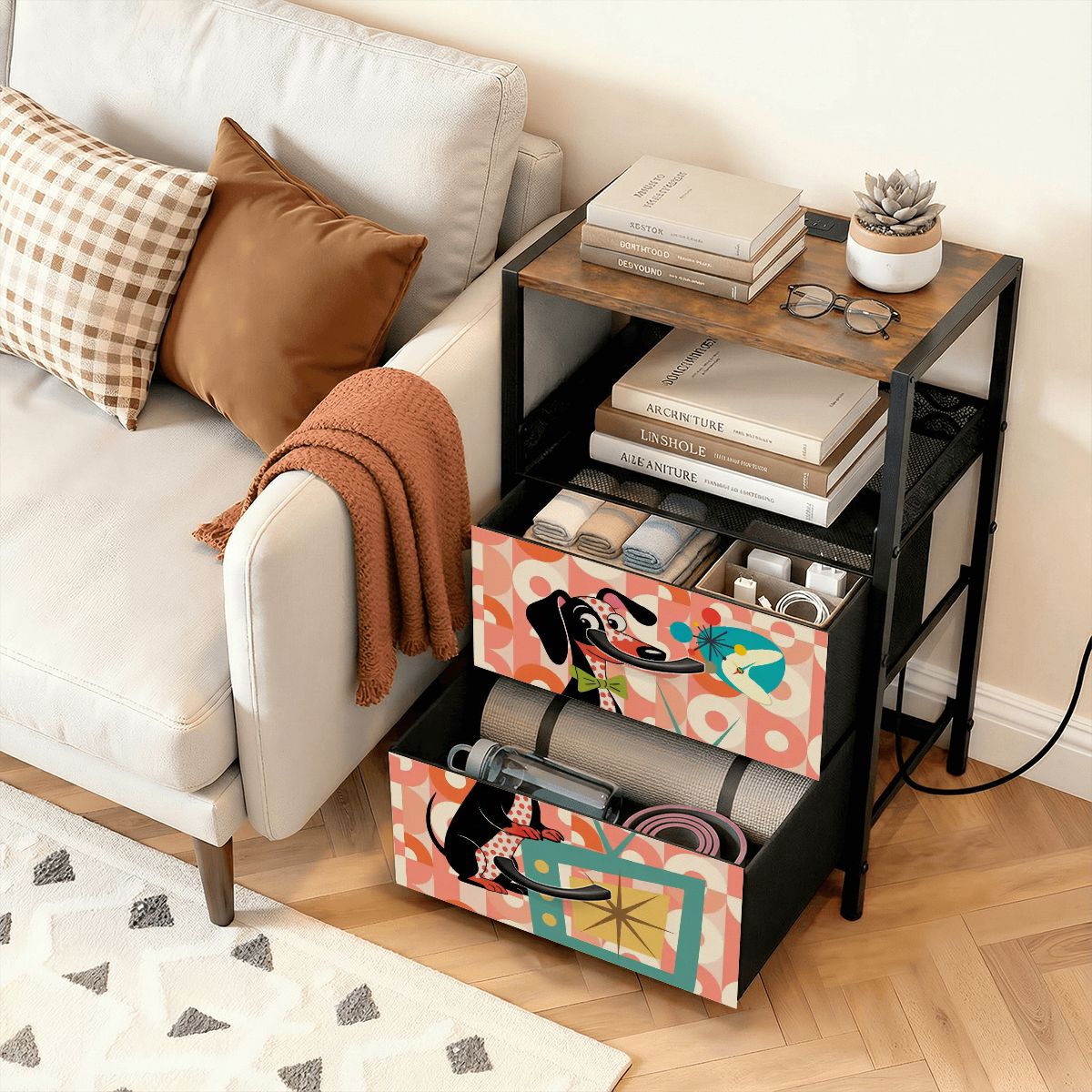 Kate McEnroe New York Mid Century Atomic Dachshund Nightstand Retro Wiener Dog DecorNightStandsfRQ6Uq9KoP