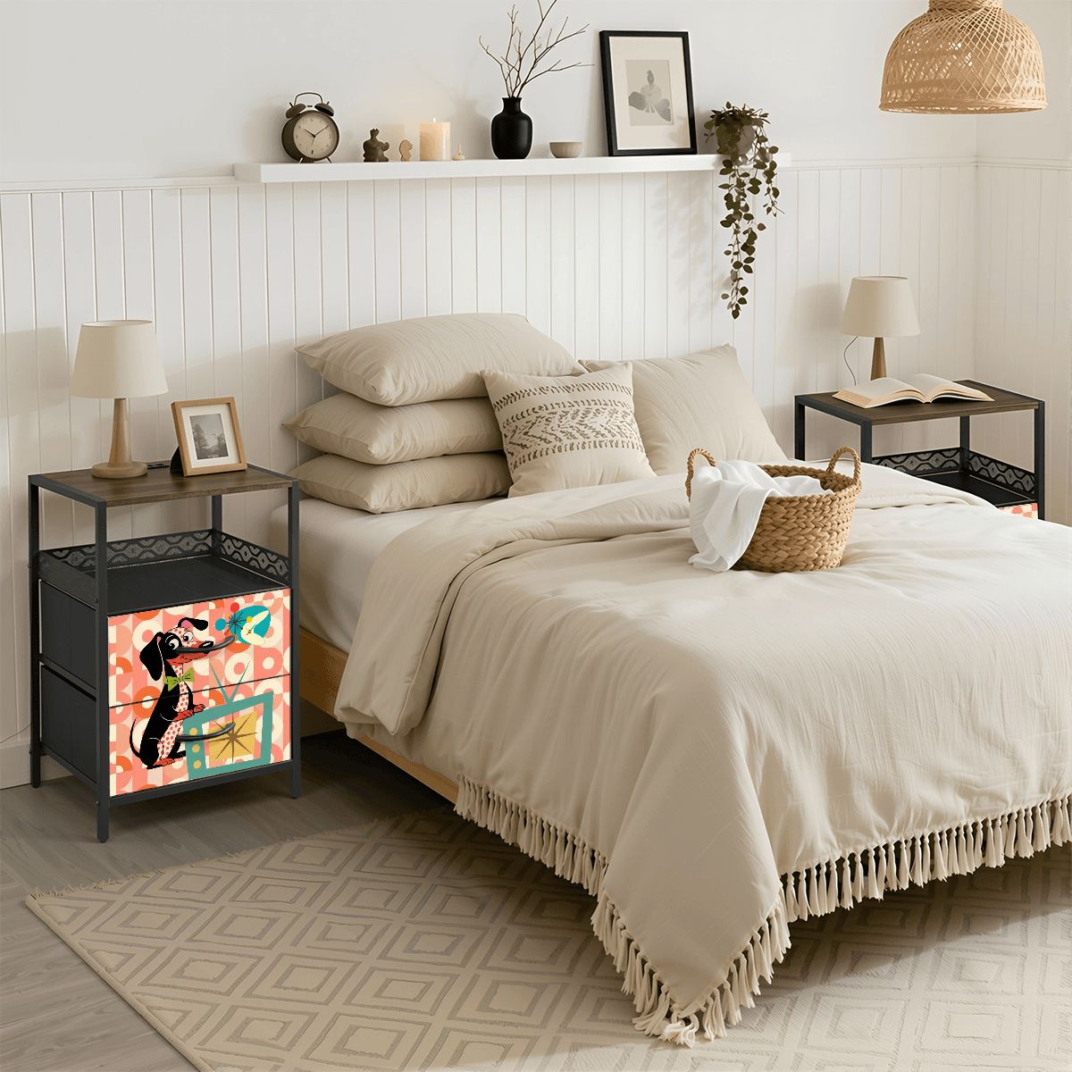 Kate McEnroe New York Mid Century Atomic Dachshund Nightstand Retro Wiener Dog DecorNightStandsfRQ6Uq9KoP