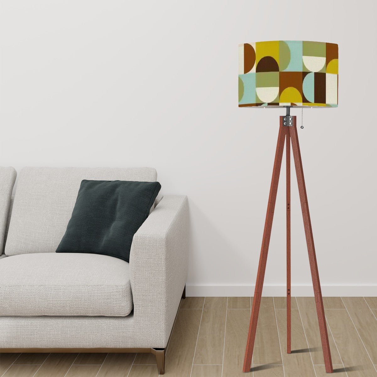 Kate McEnroe New York Mid Century Geometric Tripod Floor Lamp, Danish Drum Shade Retro Lighting, Minimalist Scandinavian Orb Accent DecorFloor LampsLHIz0U6P9i