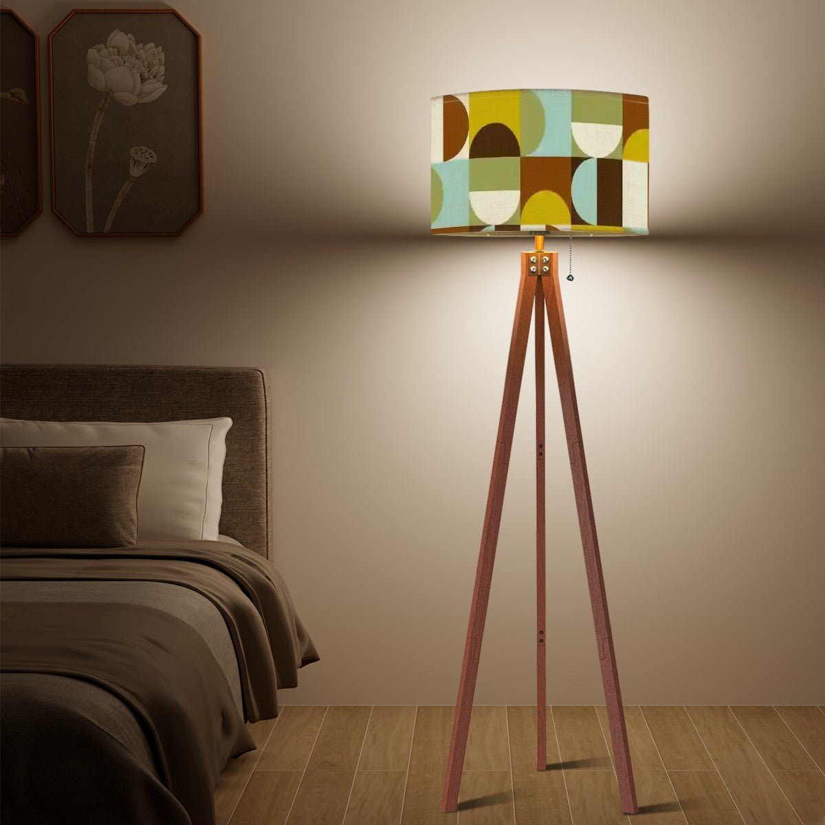 Kate McEnroe New York Mid Century Geometric Tripod Floor Lamp, Danish Drum Shade Retro Lighting, Minimalist Scandinavian Orb Accent DecorFloor LampsLHIz0U6P9i