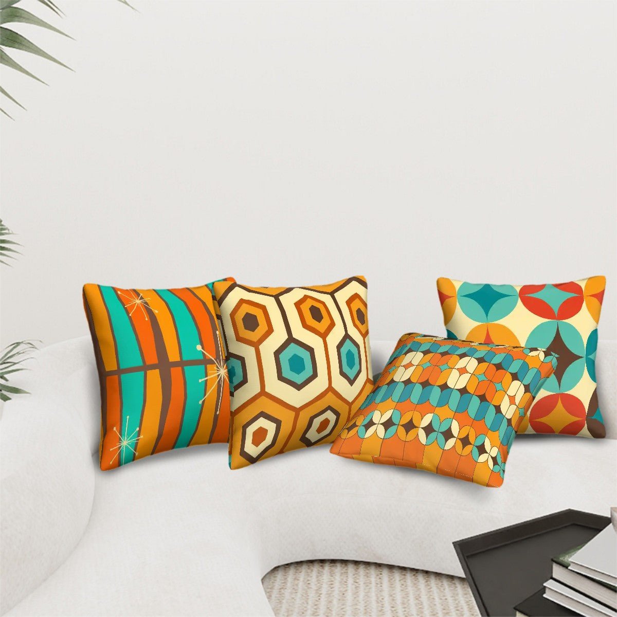 Kate McEnroe New York Mid Century Mod Geometric Pillow Covers Set of 4, 60s Teal Orange CushionsThrow Pillow CoversxAFoQhsn40