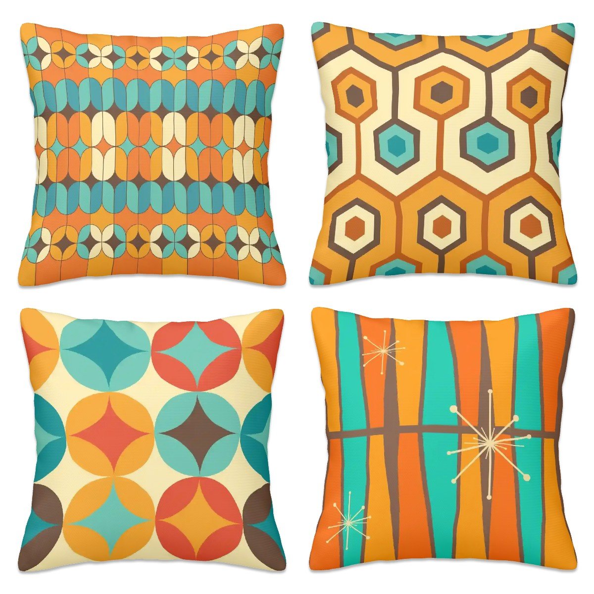 Kate McEnroe New York Mid Century Mod Geometric Pillow Covers Set of 4, 60s Teal Orange CushionsThrow Pillow CoversxAFoQhsn40