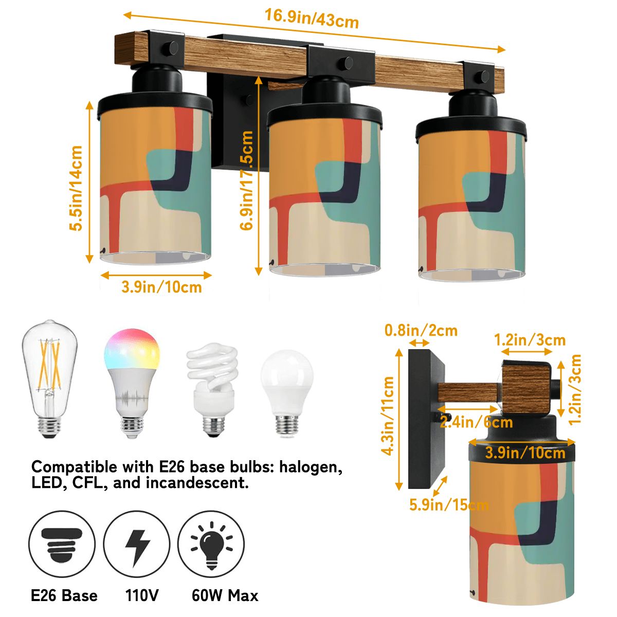 Kate McEnroe New York Mid Century Modern 1950s Geometric Vanity Light, Retro Cylinder Shade FixtureVanity Light FixturesfpxUM0kvPs