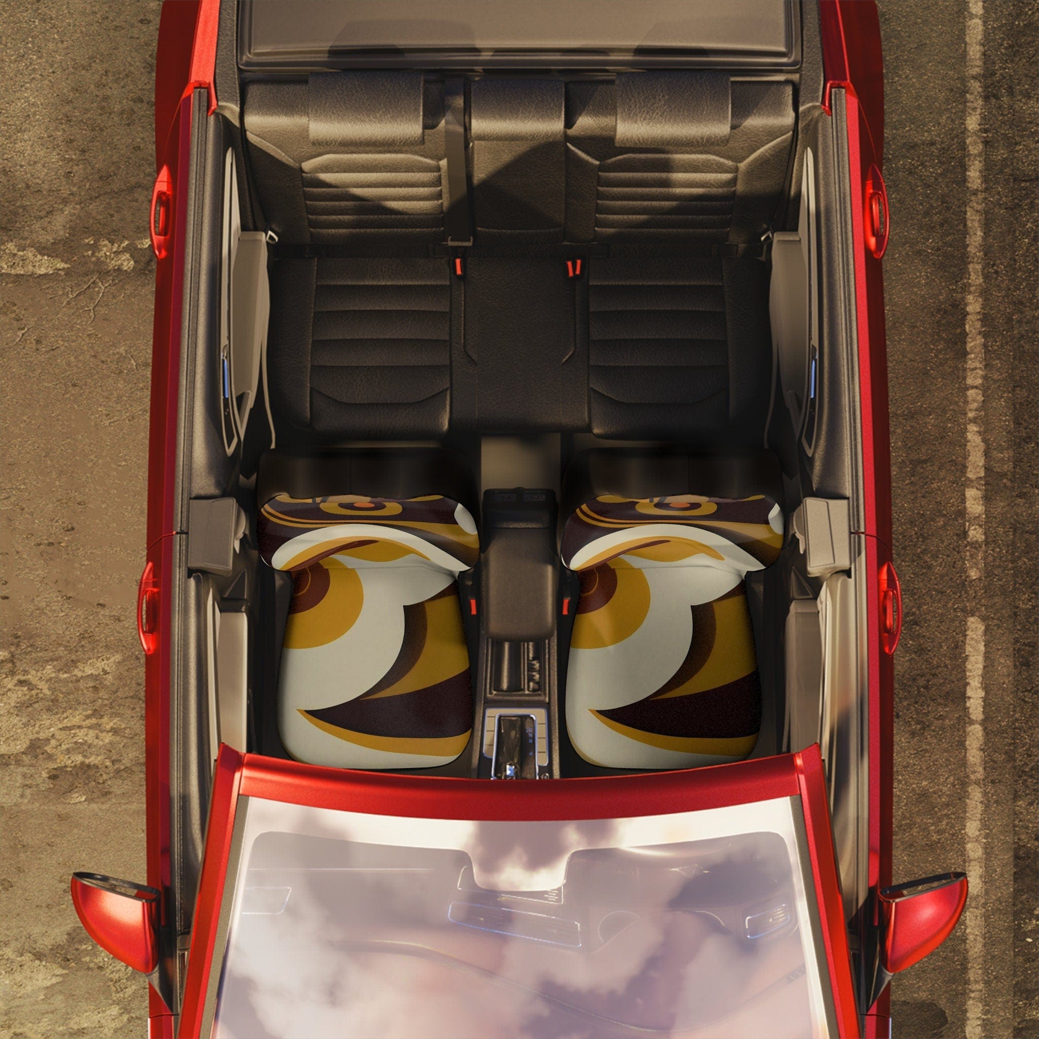 Kate McEnroe New York Mid Century Modern 60s Geometric Retro Floral Car Seat Cover, MCM 70s Groovy, Hippie Car Seat Protector, Funky Mid Mod Car Decor - 123781223Car Seat Covers20072705327455338208