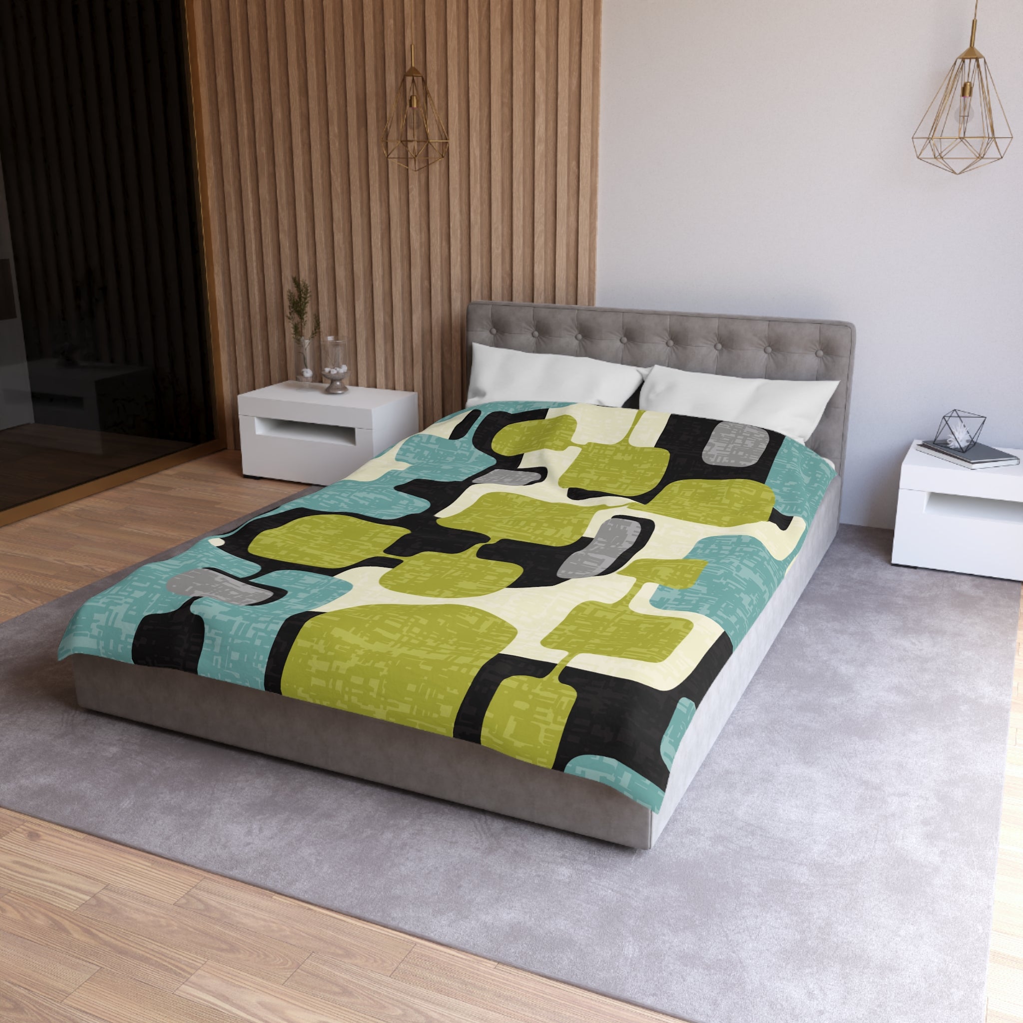 Kate McEnroe New York Mid Century Modern Abstract Duvet Cover, Retro 50s Mod Geometric BeddingDuvet Covers32565902171017379492