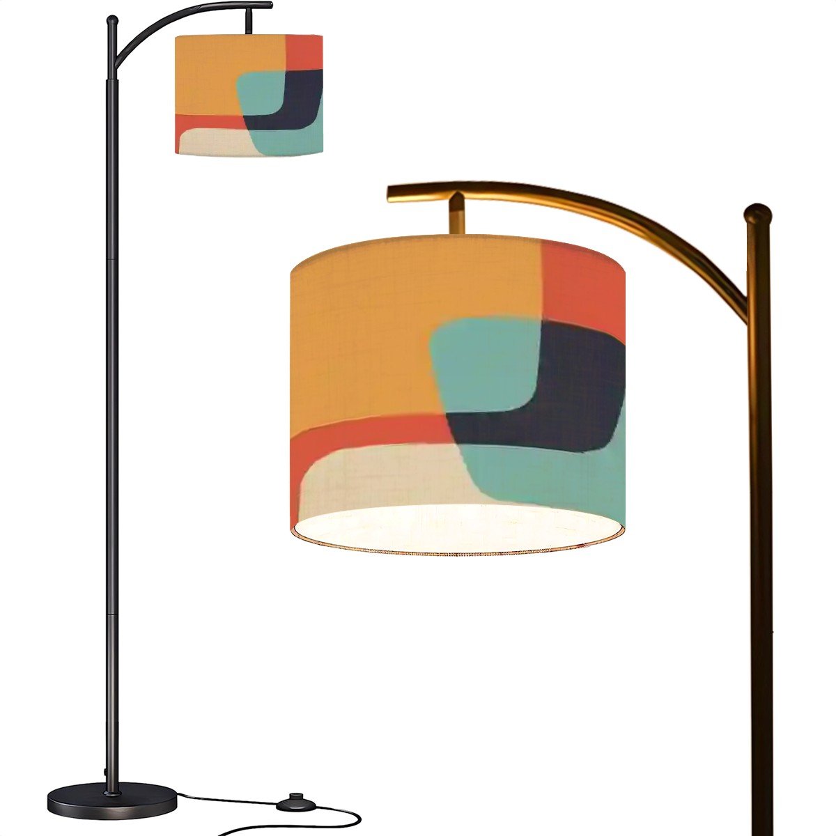 Kate McEnroe New York Mid Century Modern Abstract Floor Lamp, 60s Inspired Geometric Shade, Retro MCM Standing Light, Vintage Accent Lighting, Modern Home DecorFloor LampsHUmiiBRkh7