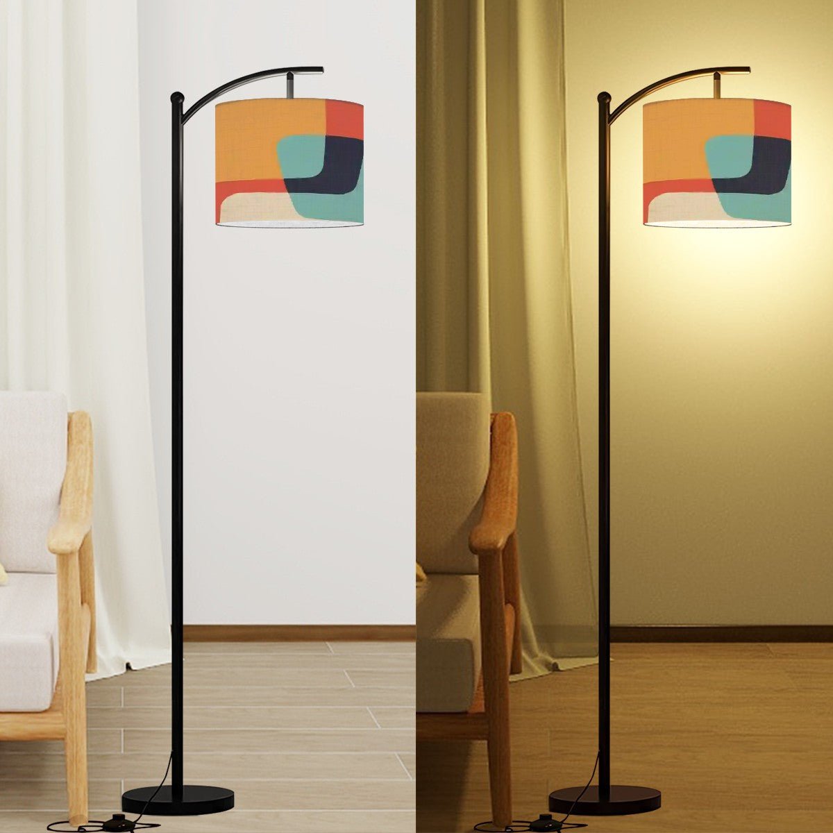 Kate McEnroe New York Mid Century Modern Abstract Floor Lamp, 60s Inspired Geometric Shade, Retro MCM Standing Light, Vintage Accent Lighting, Modern Home DecorFloor LampsHUmiiBRkh7