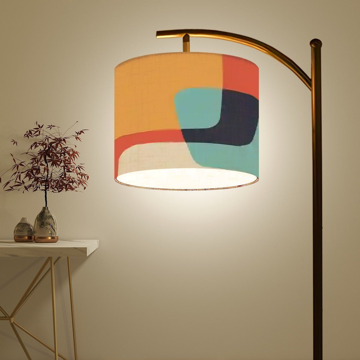 Kate McEnroe New York Mid Century Modern Abstract Floor Lamp, 60s Inspired Geometric Shade, Retro MCM Standing Light, Vintage Accent Lighting, Modern Home DecorFloor LampsHUmiiBRkh7