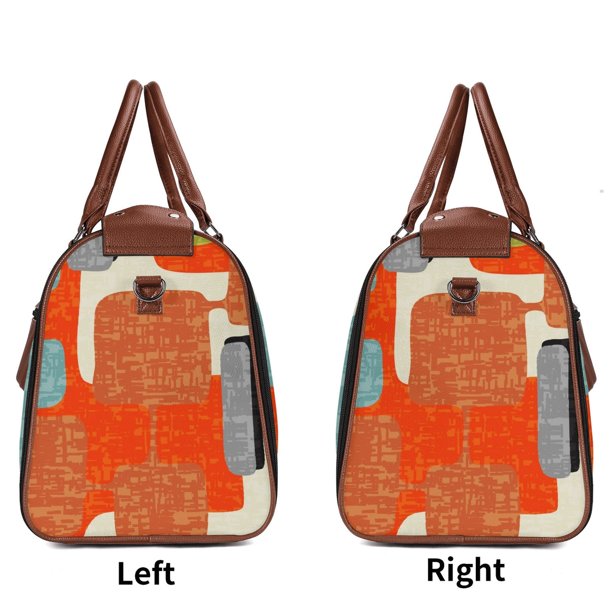 Kate McEnroe New York Mid Century Modern Abstract Geometric Duffel Bag, Orange Teal Retro Travel WeekenderDuffel BagsWLXVXV6W - 1