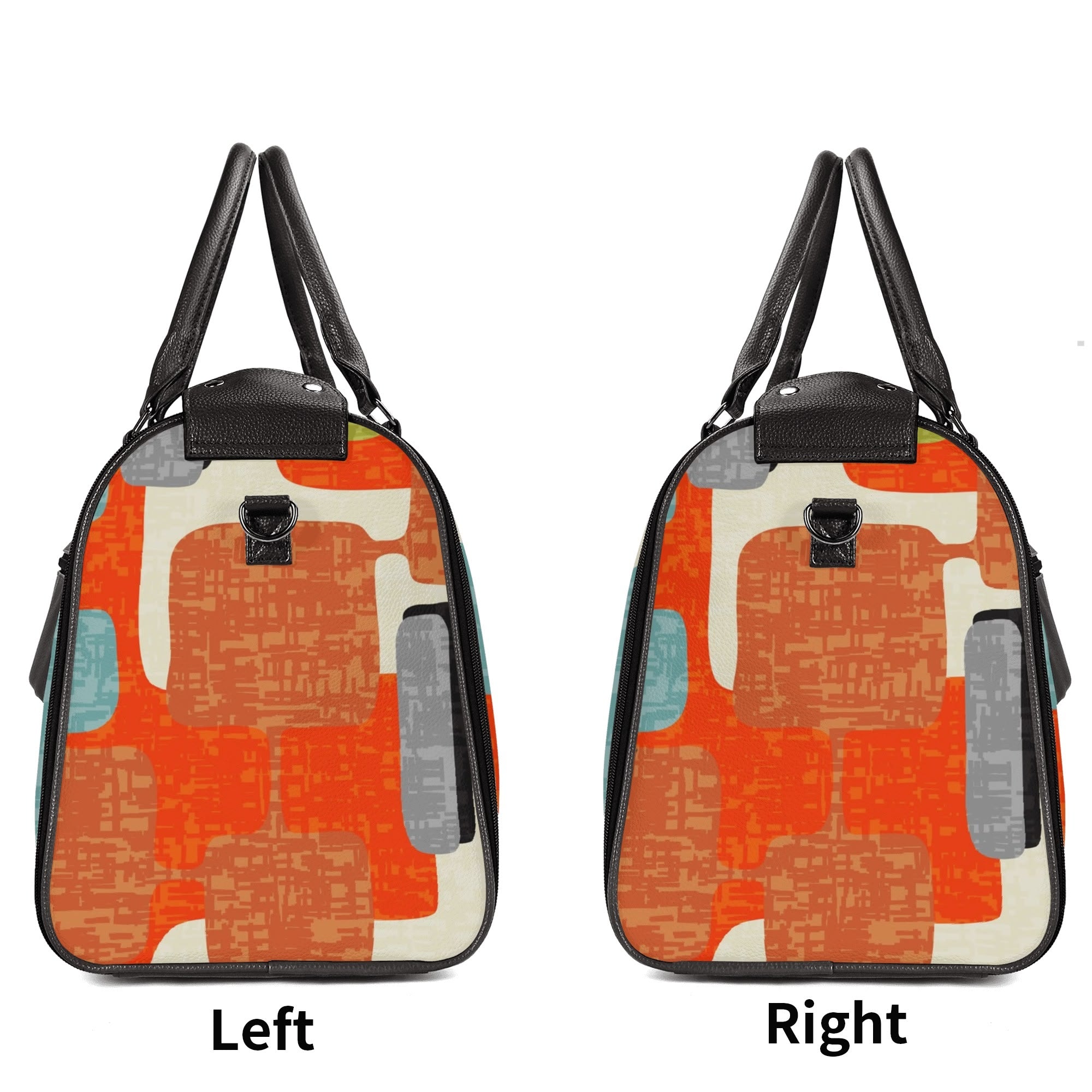 Kate McEnroe New York Mid Century Modern Abstract Geometric Duffel Bag, Orange Teal Retro Travel WeekenderDuffel BagsWLXVXV6W - 2