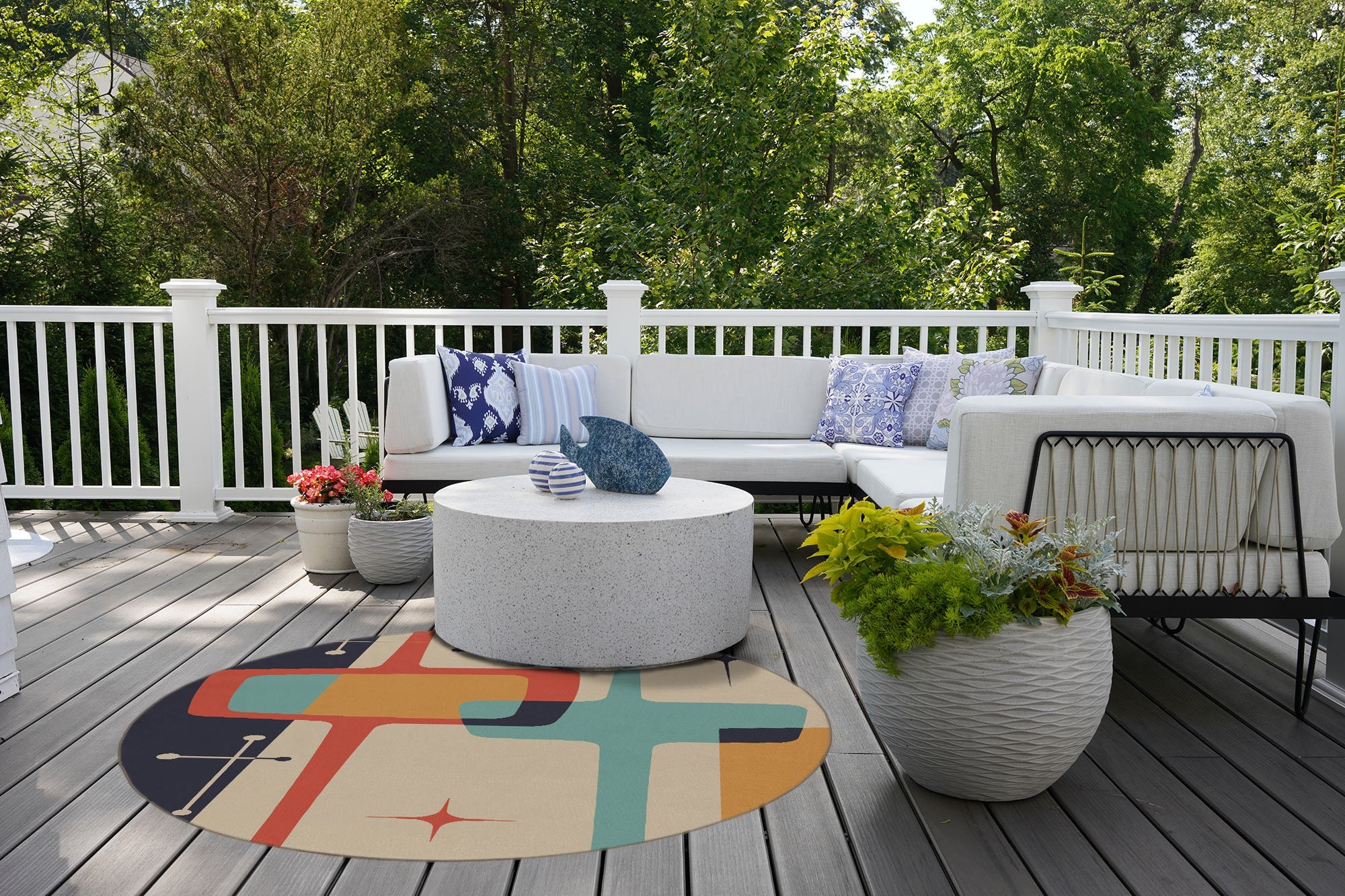 Kate McEnroe New York Mid Century Modern Abstract Geometric Outdoor Area RugRugs