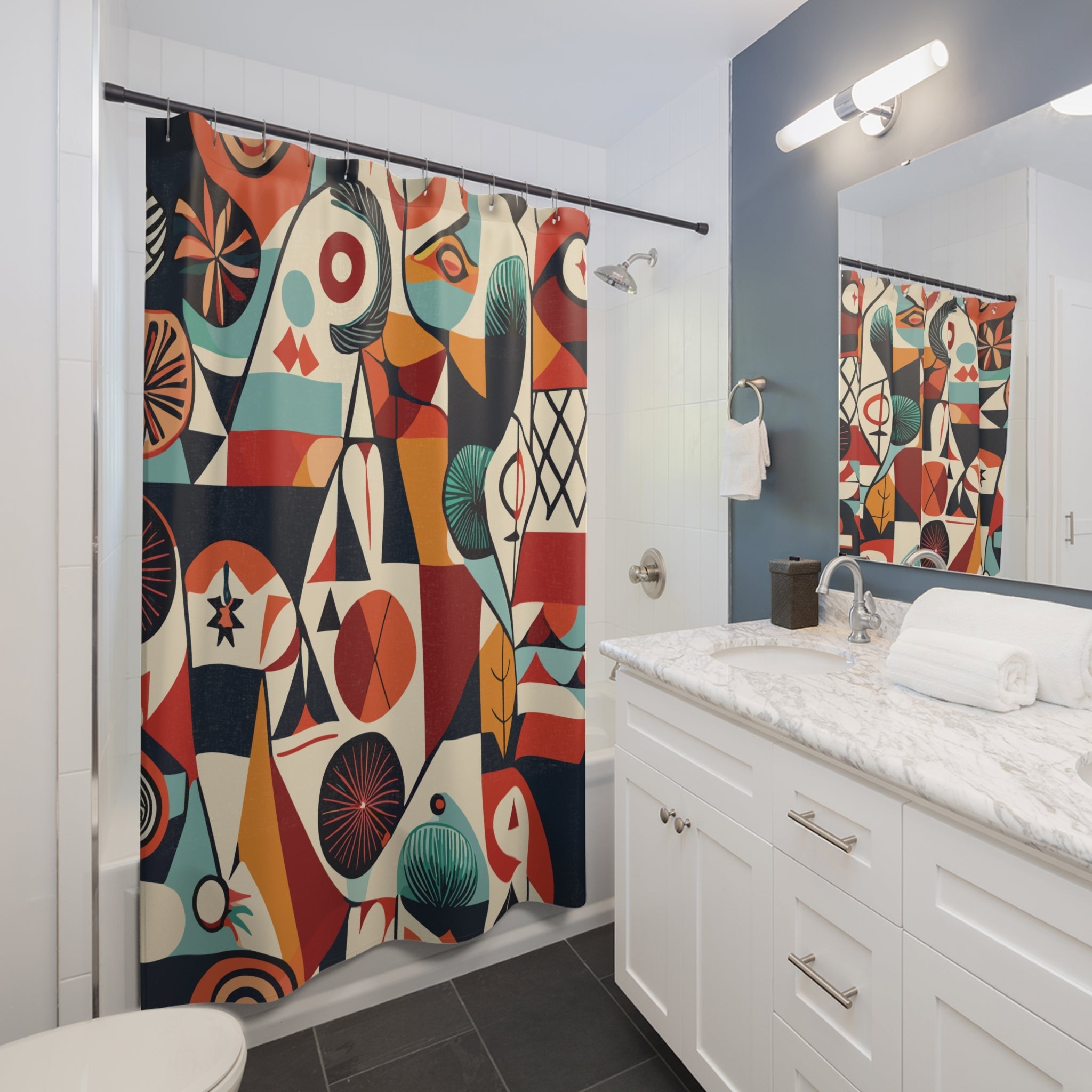 Kate McEnroe New York Mid Century Modern Abstract Shower Curtain, Retro 50s Geometric Bathroom Decor, Colorful Mod Art Home AccentShower Curtains25049000407464501806
