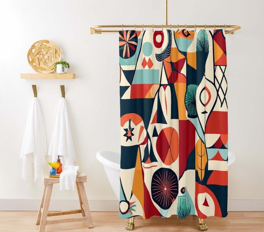 Kate McEnroe New York Mid Century Modern Abstract Shower Curtain, Retro 50s Geometric Bathroom Decor, Colorful Mod Art Home AccentShower Curtains25049000407464501806