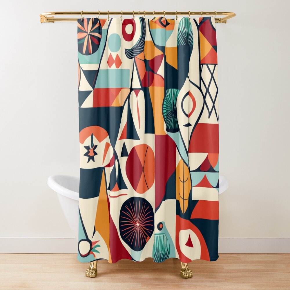 Kate McEnroe New York Mid Century Modern Abstract Shower Curtain, Retro 50s Geometric Bathroom Decor, Colorful Mod Art Home AccentShower Curtains25049000407464501806