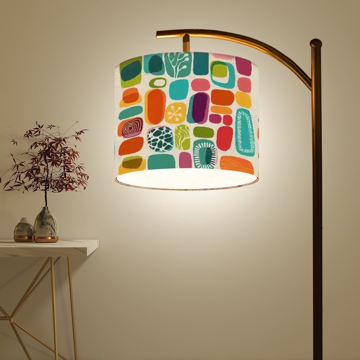 Kate McEnroe New York Mid Century Modern Amoeba Arc Lamp, Retro Vintage 50s Floor Lamp, Colorful Abstract MCM LightingFloor LampsgFohPuRMmG
