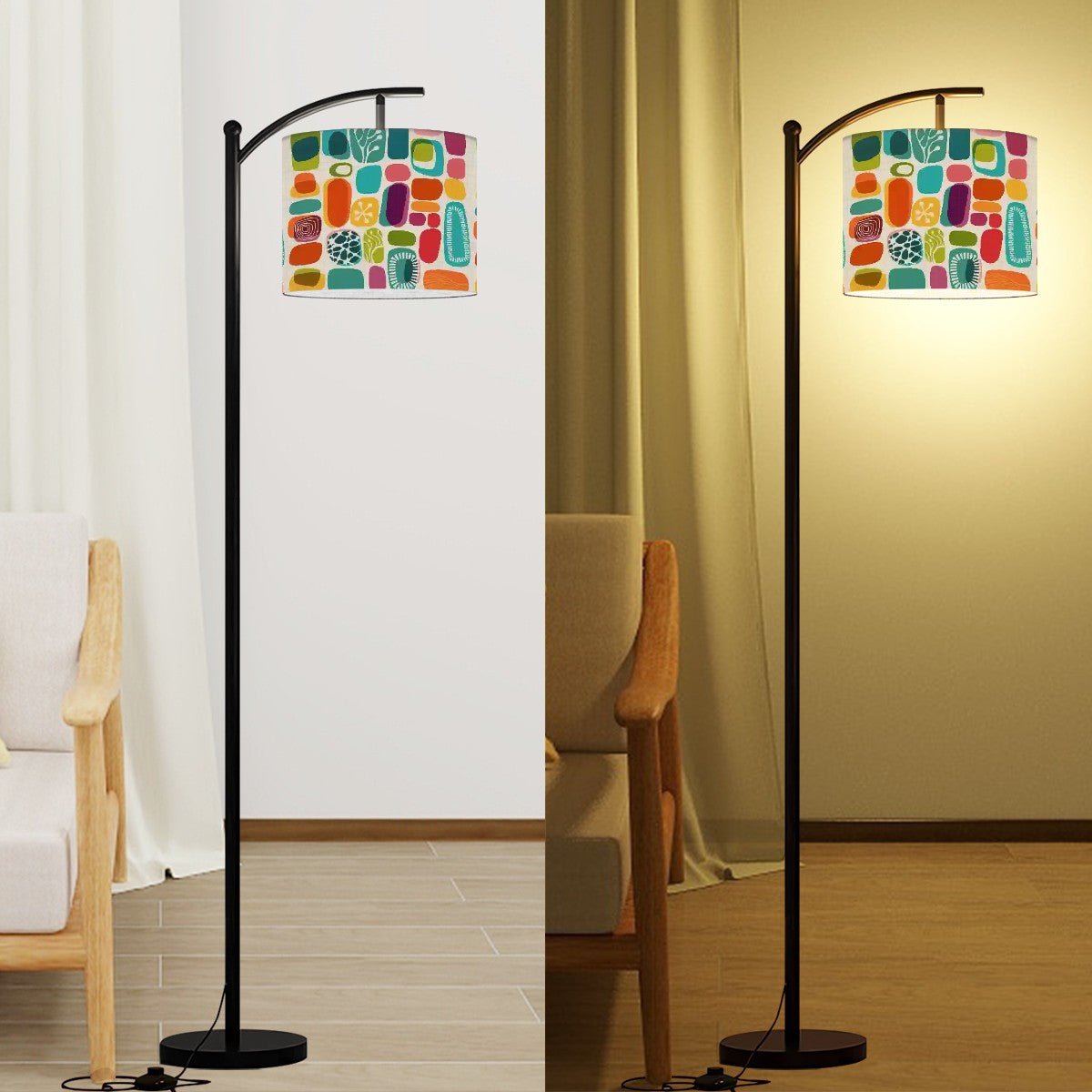 Kate McEnroe New York Mid Century Modern Amoeba Arc Lamp, Retro Vintage 50s Floor Lamp, Colorful Abstract MCM LightingFloor LampsgFohPuRMmG