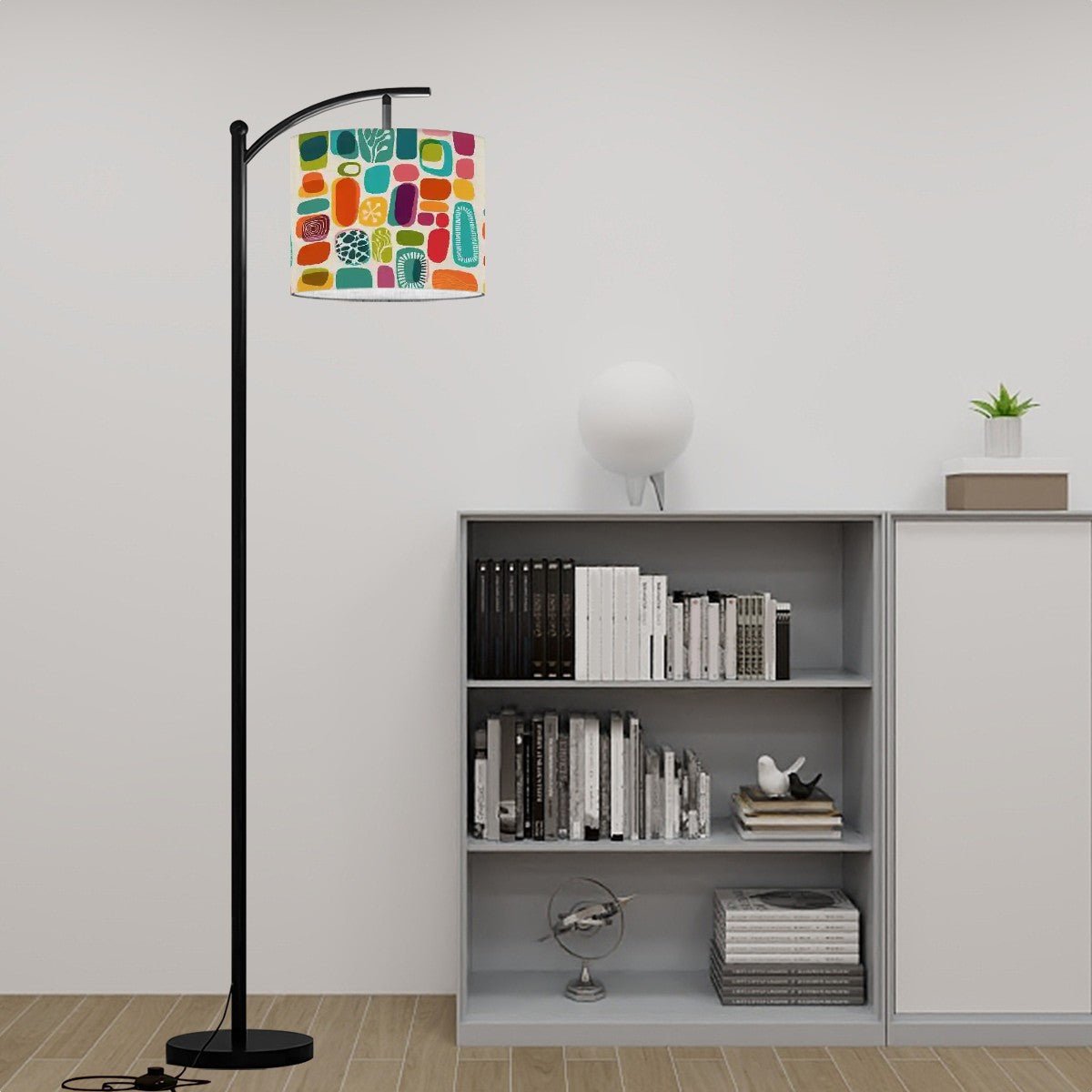Kate McEnroe New York Mid Century Modern Amoeba Arc Lamp, Retro Vintage 50s Floor Lamp, Colorful Abstract MCM LightingFloor LampsgFohPuRMmG