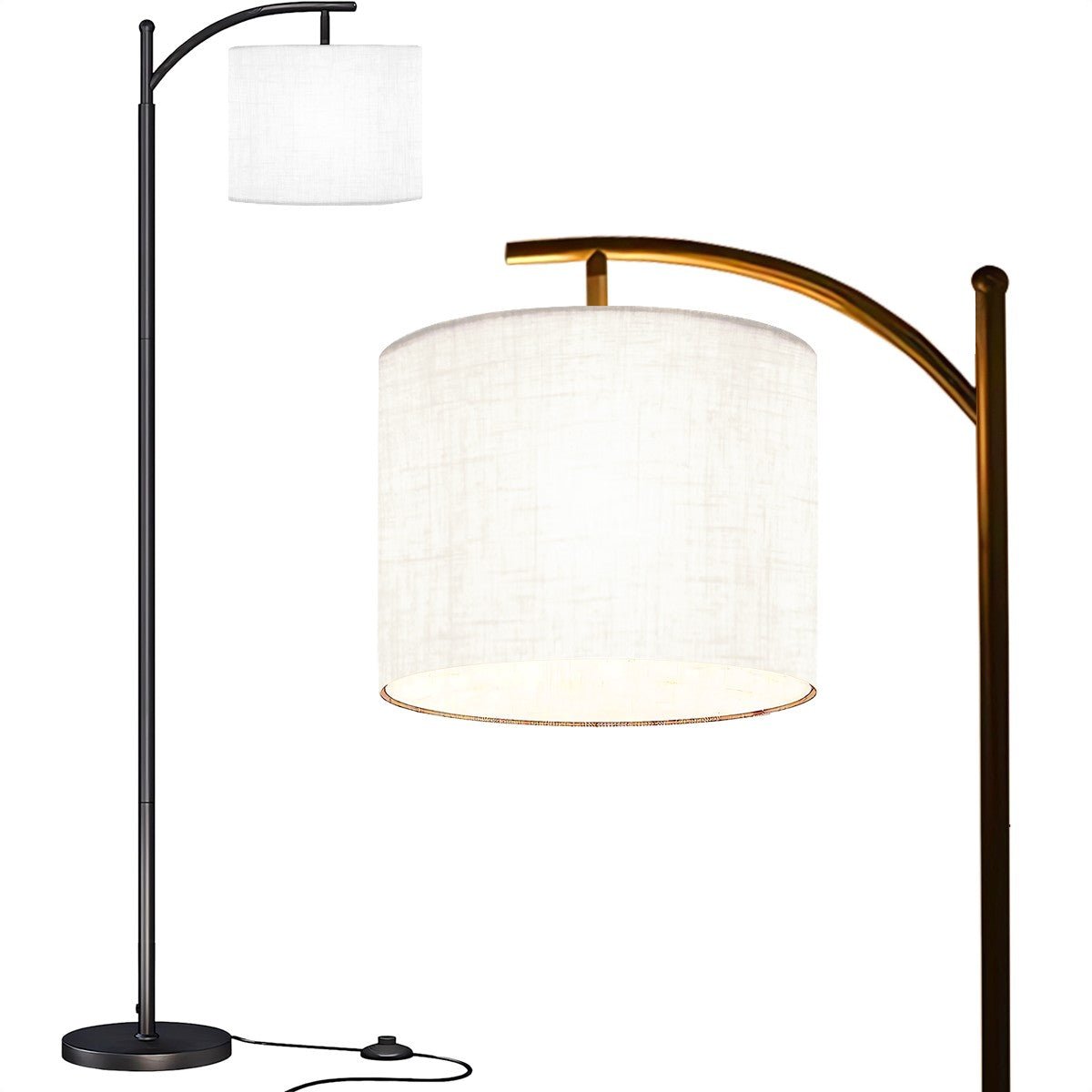 Kate McEnroe New York Mid Century Modern Arc Floor Lamp, Minimalist Drum ShadeFloor LampsNI9mCIg36N
