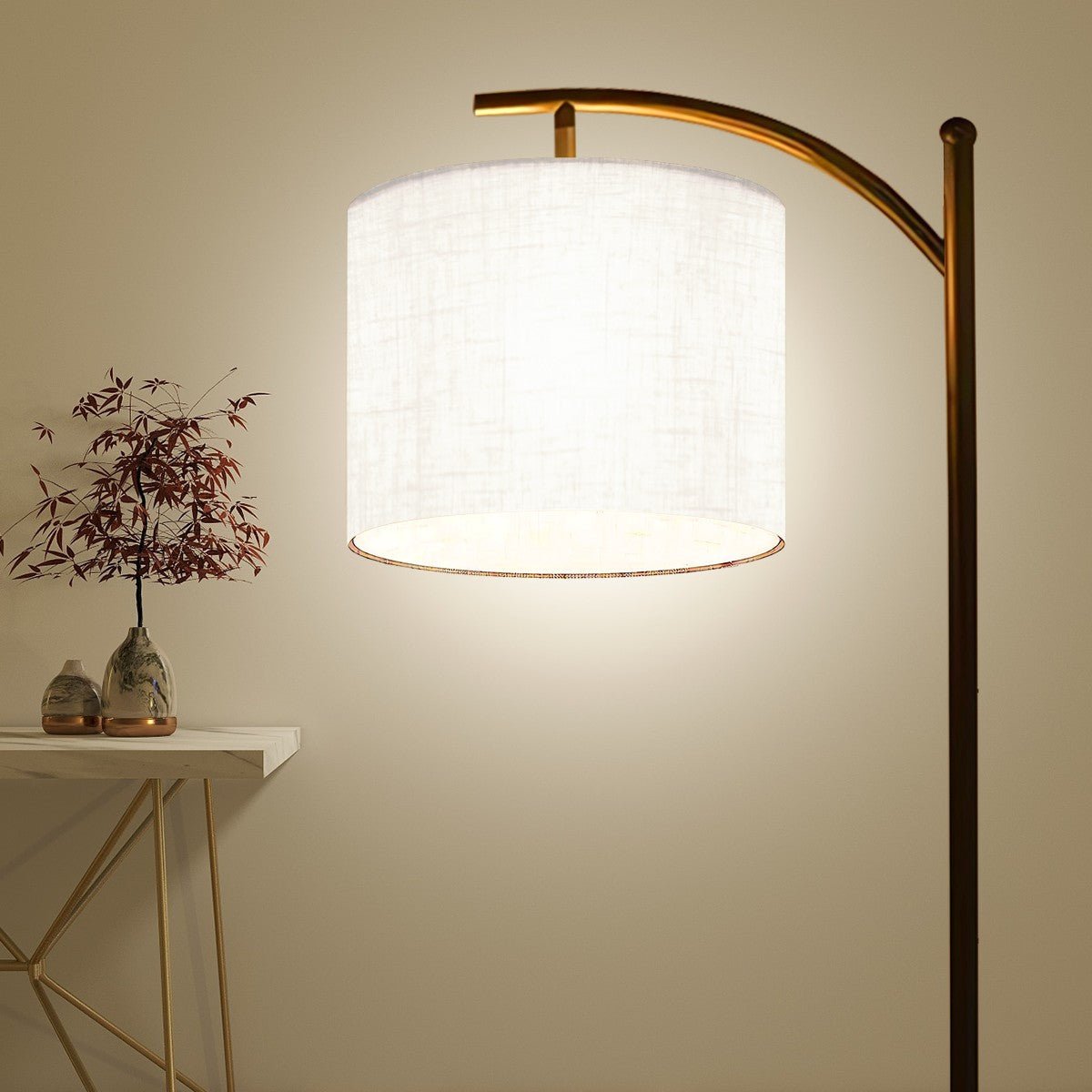 Kate McEnroe New York Mid Century Modern Arc Floor Lamp, Minimalist Drum ShadeFloor LampsNI9mCIg36N