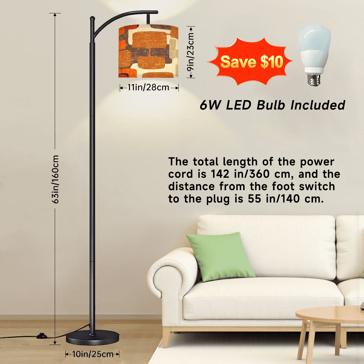 Kate McEnroe New York Mid Century Modern Arc Floor Lamp, Retro Geometric MCM Accent LightingArc Floor LampsVViVnZ39nB