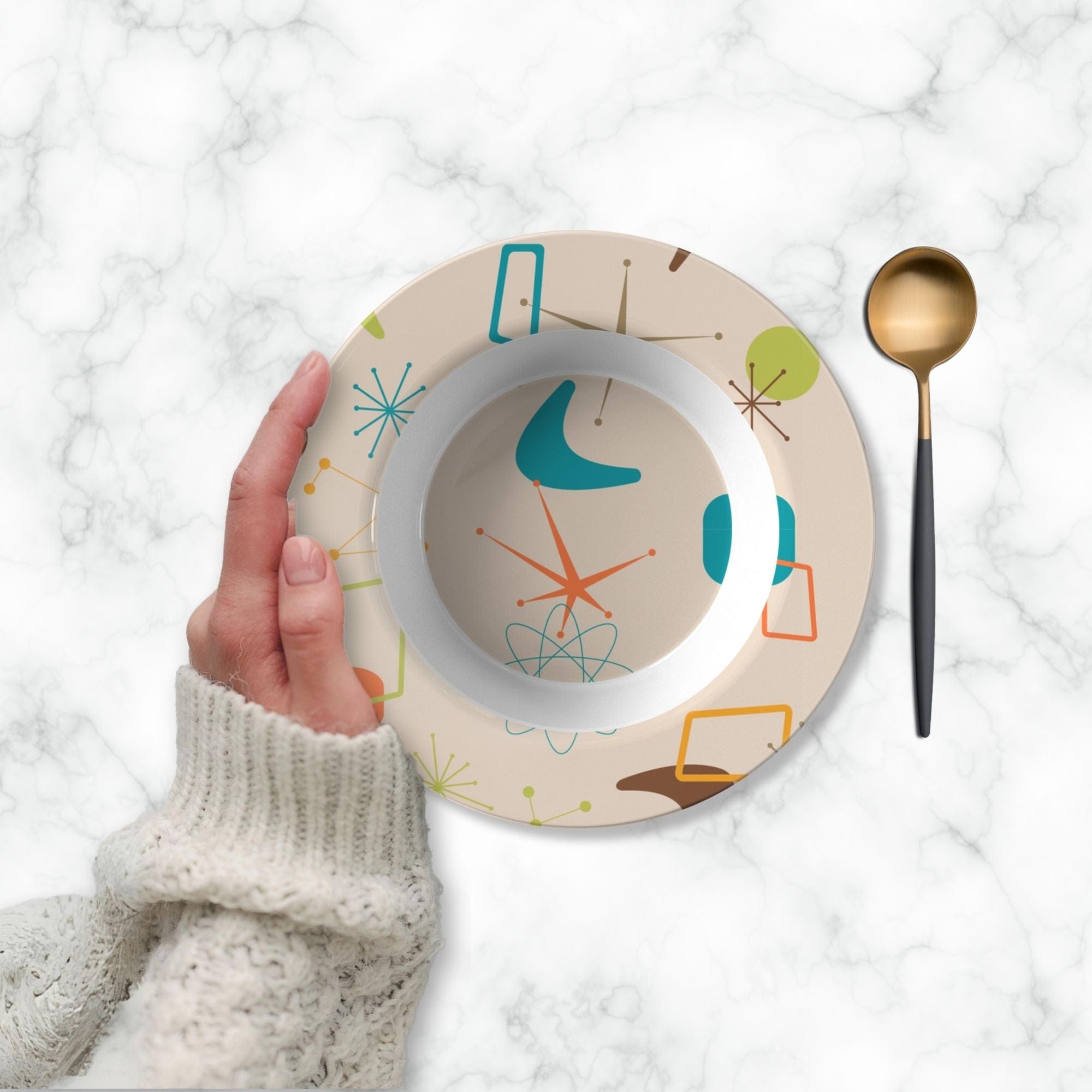 Kate McEnroe New York Mid Century Modern Atomic Age Bowl, Retro DinnerwareBowls9609
