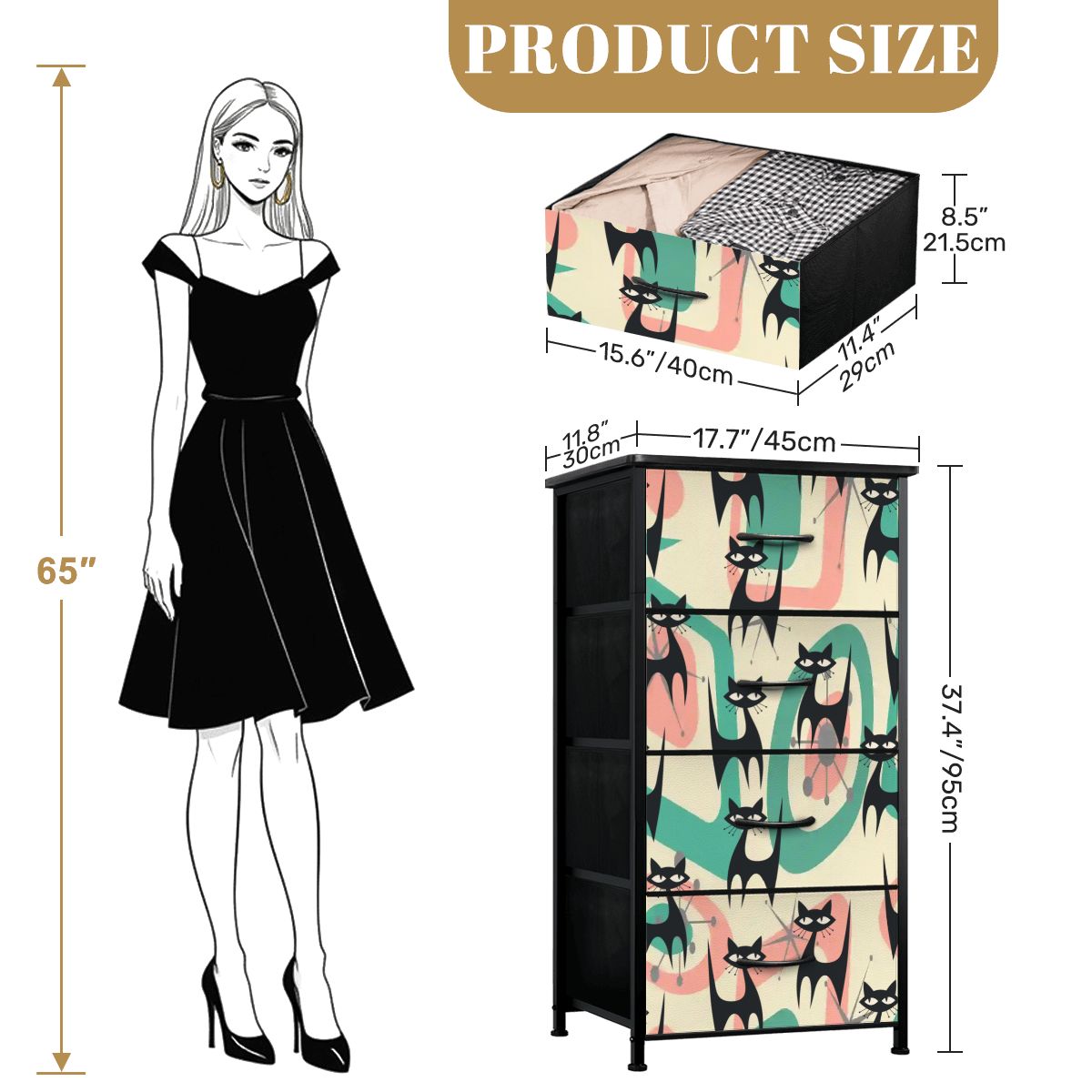 Kate McEnroe New York Mid Century Modern Atomic Black Cat Boomerang 4 Drawer DresserDressersURJJAuw9FZ