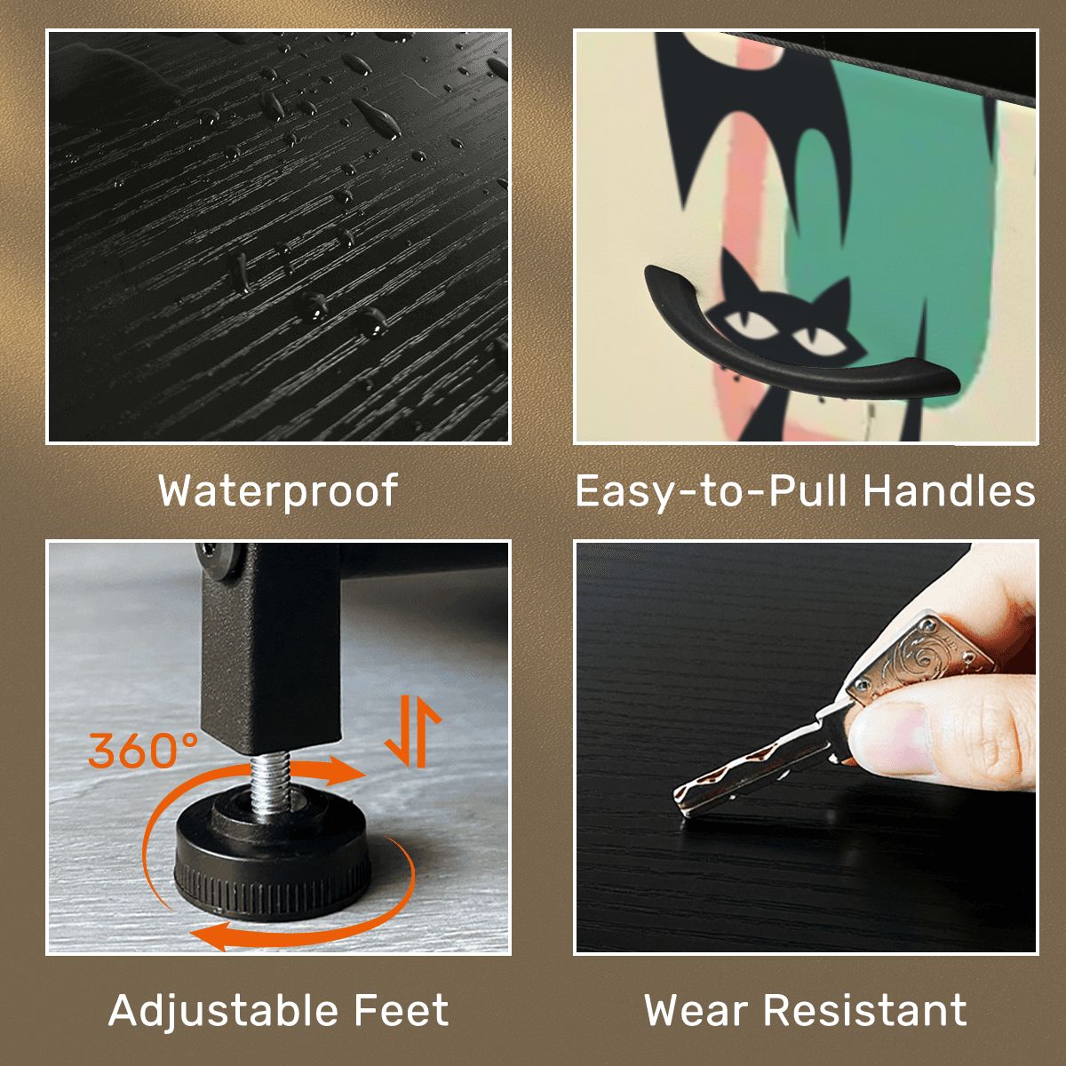 Kate McEnroe New York Mid Century Modern Atomic Black Cat Boomerang 4 Drawer DresserDressersURJJAuw9FZ