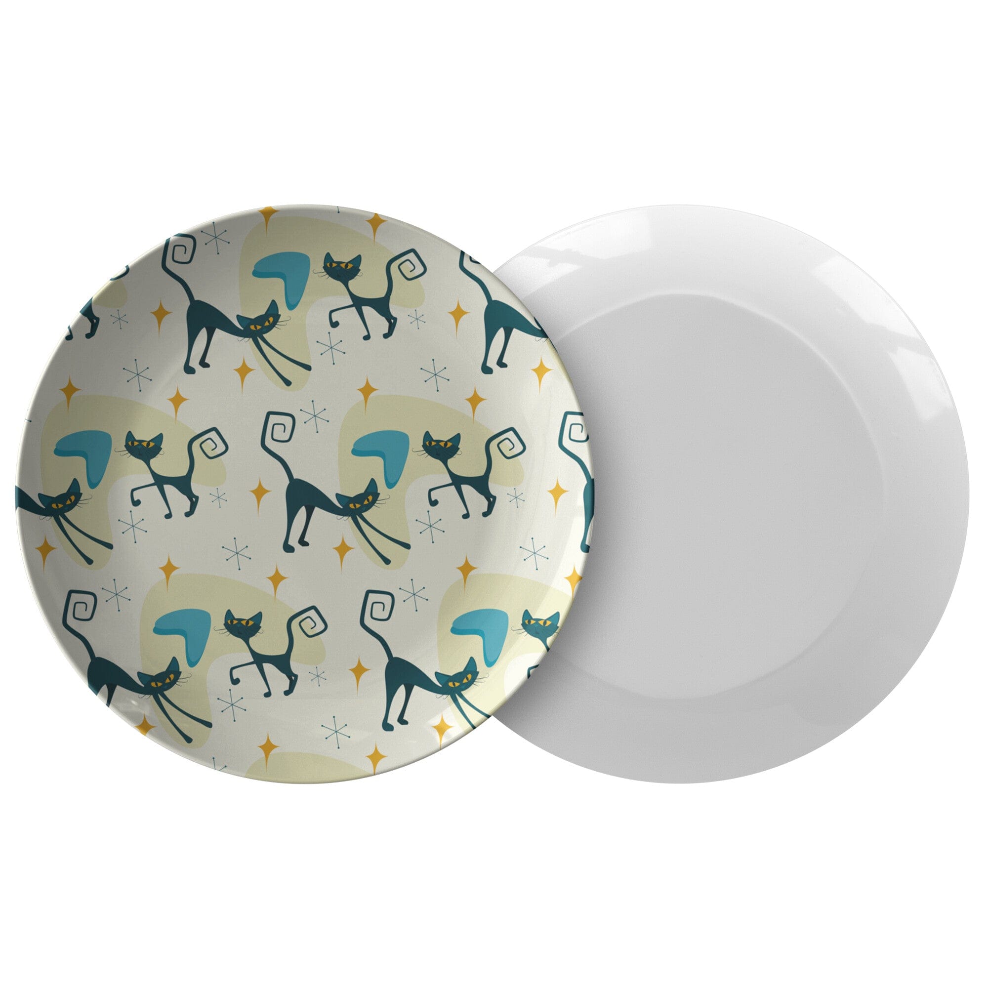 Kate McEnroe New York Mid Century Modern Atomic Black Cat Dinner PlatePlatesP20 - MID - CRE - 92S