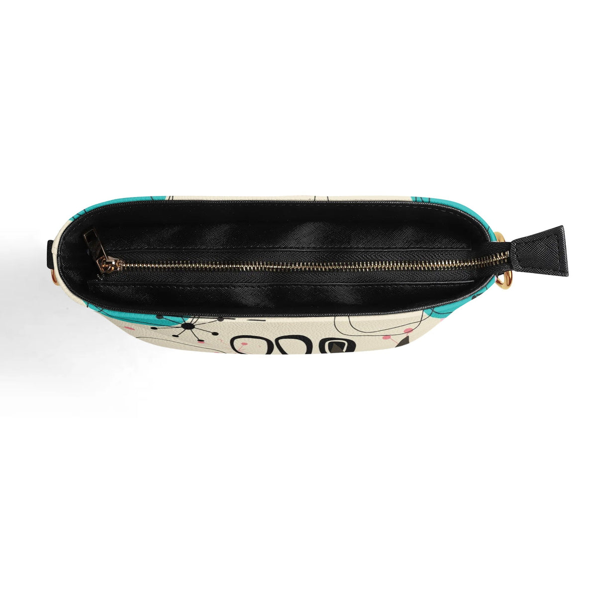 Kate McEnroe New York Mid Century Modern Atomic Cat Bucket Bag, Retro Pink, Turquoise, and Black Shoulder BagHandbagsWDE6PK1Y - 1