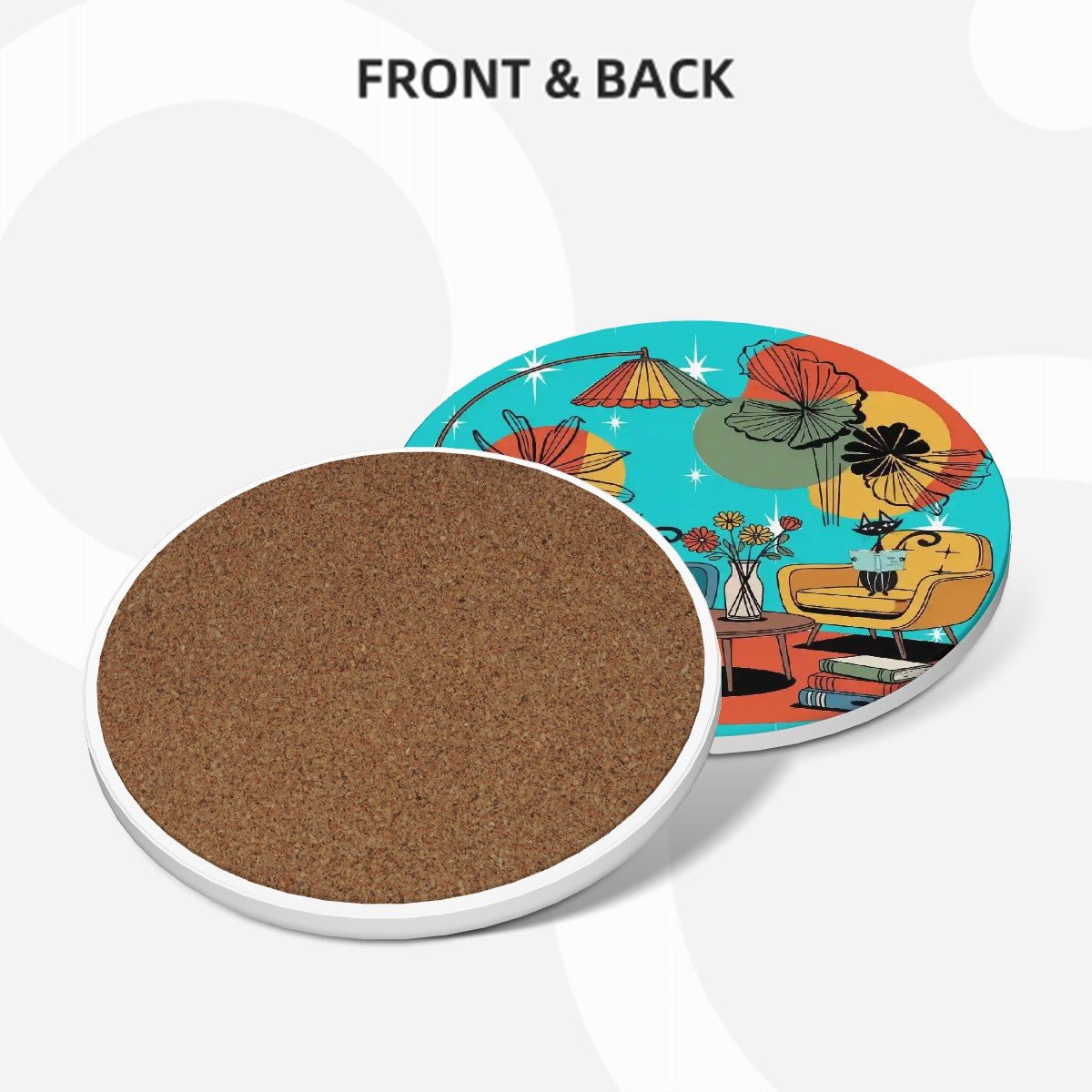 Kate McEnroe New York Mid Century Modern Atomic Cat Den Coaster Set, Retro Kitsch DrinkwareCoastersOjK9MU2TLQ