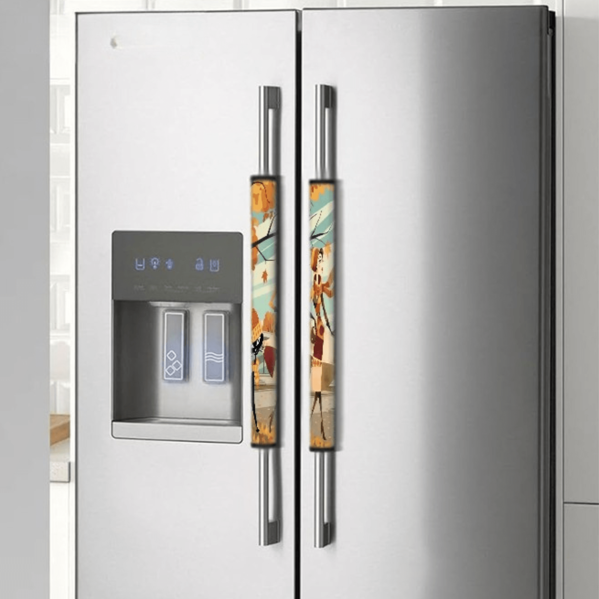 Kate McEnroe New York Mid Century Modern Atomic Cat Fall Autumn Refrigerator Handle CoversRefrigerator Handle CoversNAk7c0qiHz