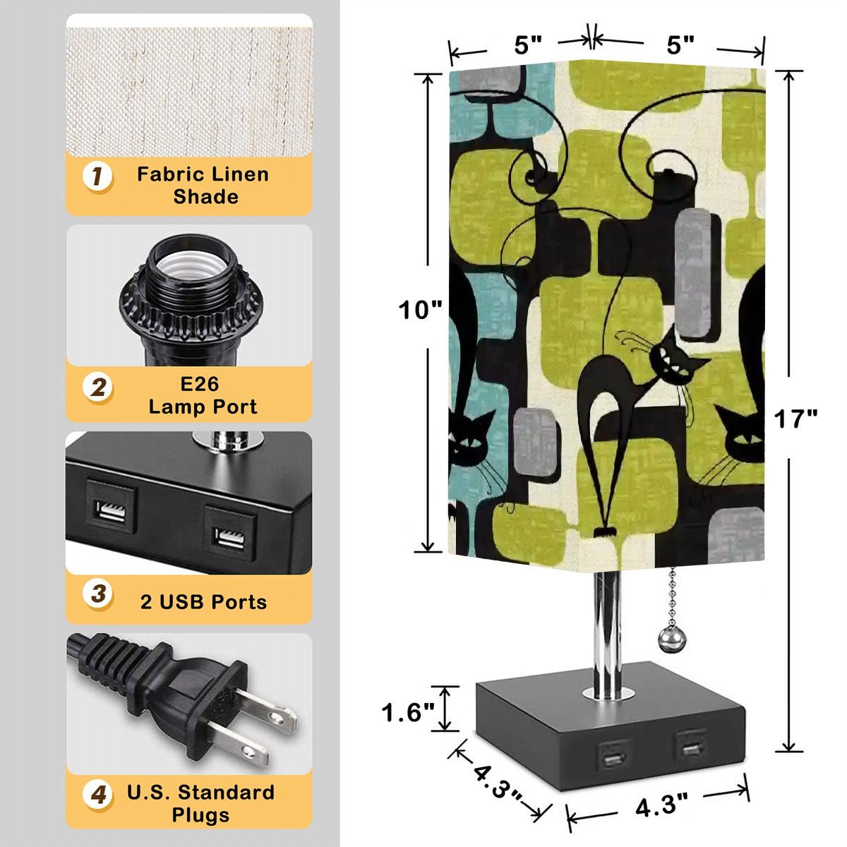 Kate McEnroe New York Mid Century Modern Atomic Cat Geometric Desk LampDesk LampsBRIJBjSg9W