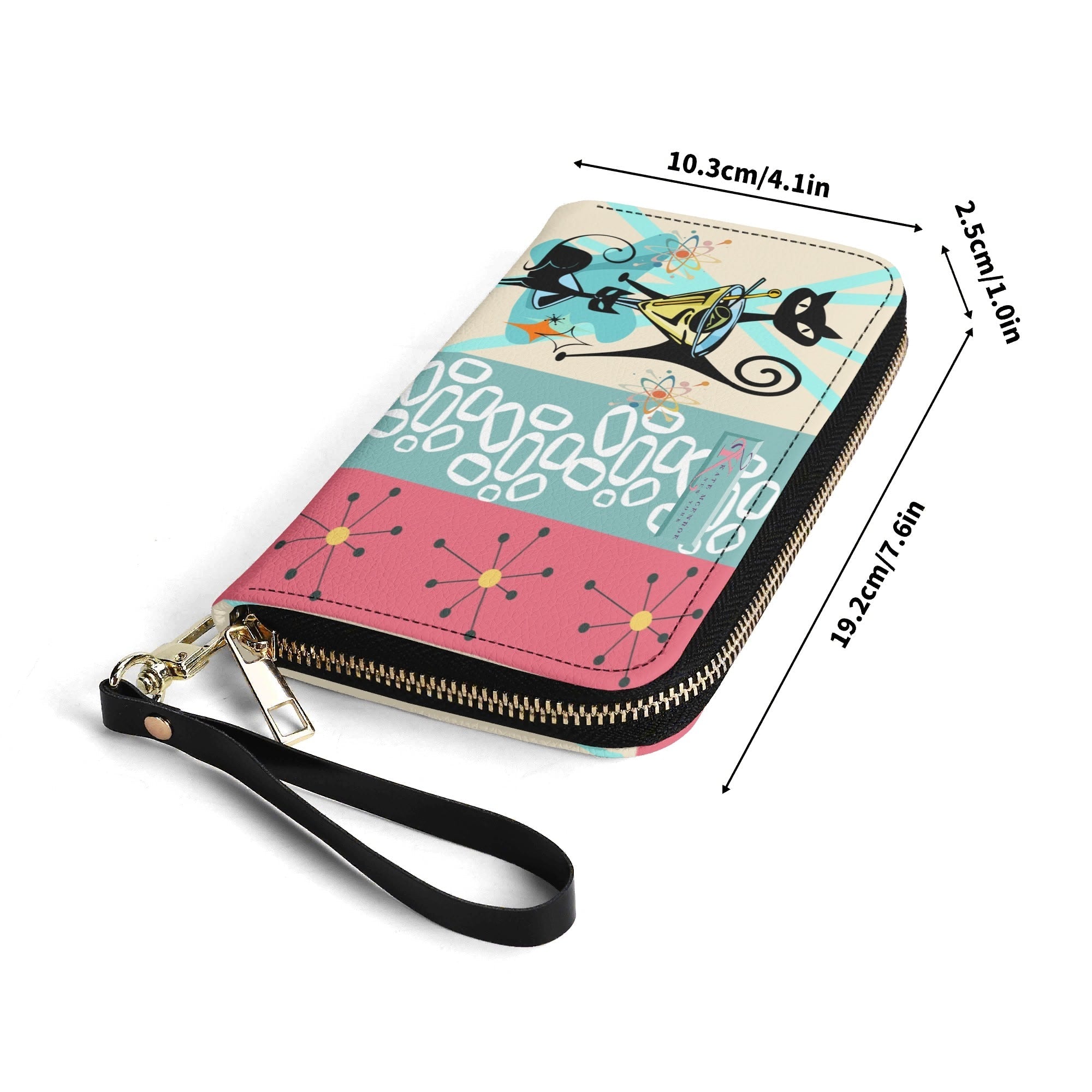 Kate McEnroe New York Mid Century Modern Atomic Cat Martini Zip Around WalletWalletsWE9Q0G6W-1