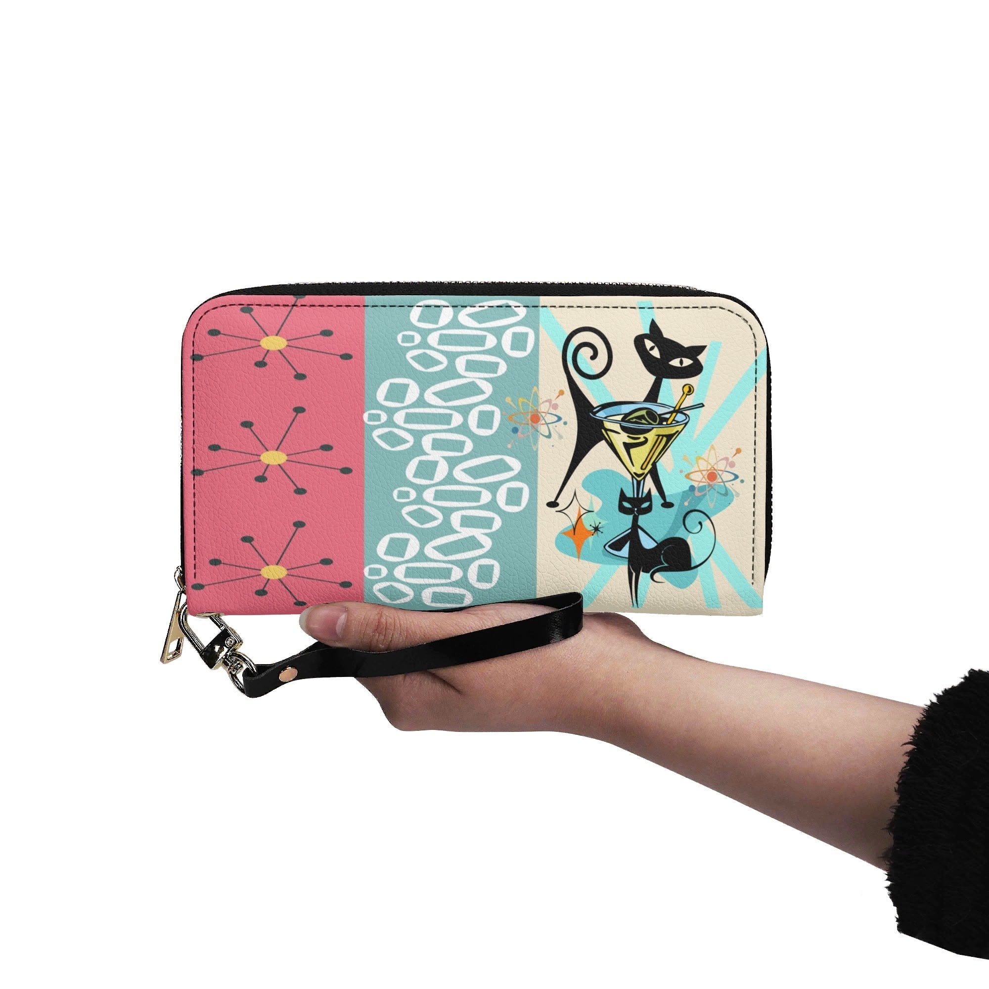 Kate McEnroe New York Mid Century Modern Atomic Cat Martini Zip Around WalletWalletsWE9Q0G6W-2