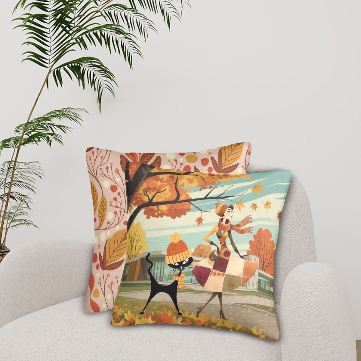 Kate McEnroe New York Mid Century Modern Atomic Cat Pillow Cover, Retro Fall Kitsch PillowcaseThrow Pillow CoversdEB3MnnDKM