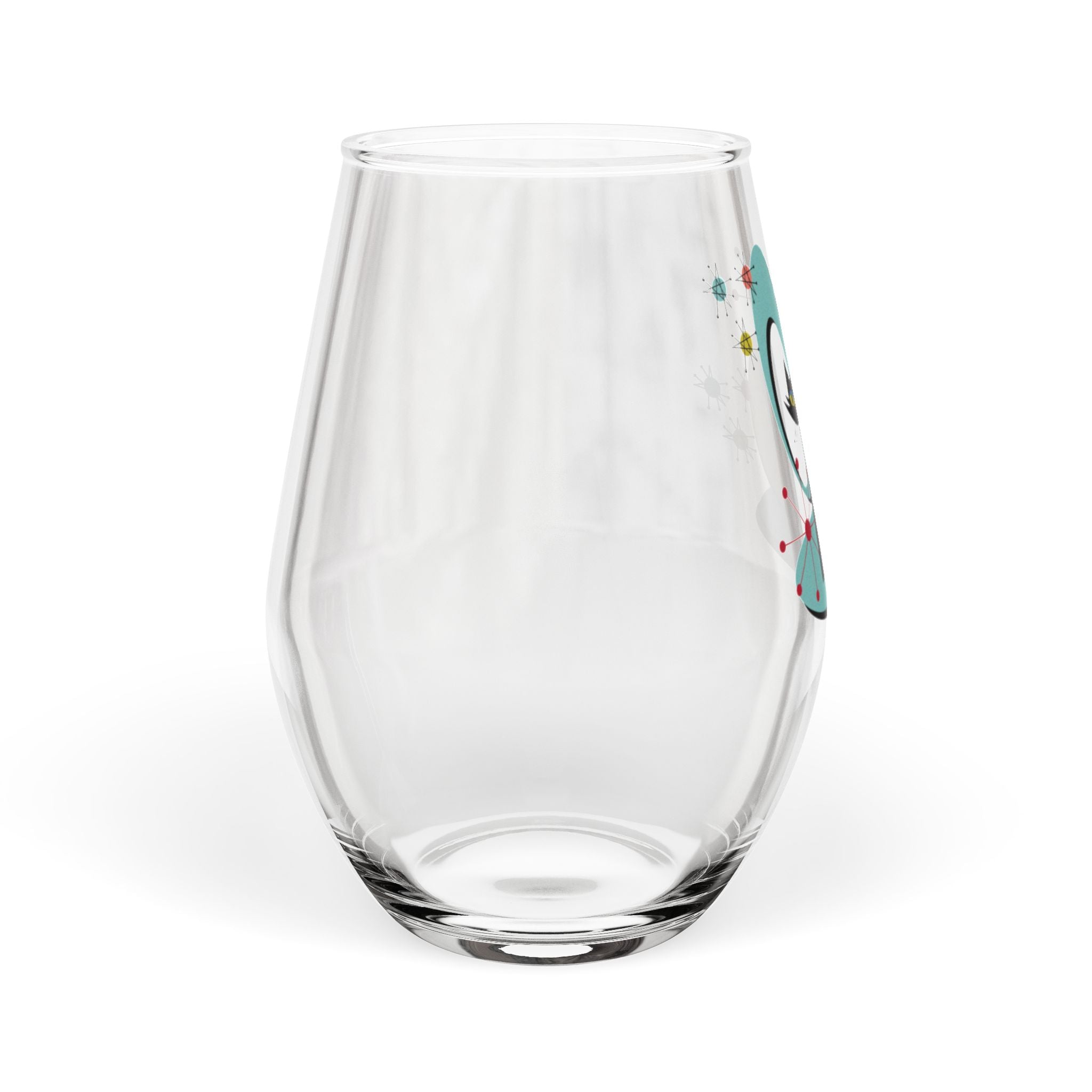 Kate McEnroe New York Mid Century Modern Atomic Cat Stemless Wine Glass, 11.75oz Retro Whimsical Sipware, MCM Kitschy DrinkwareWine Glasses21338189572524477717