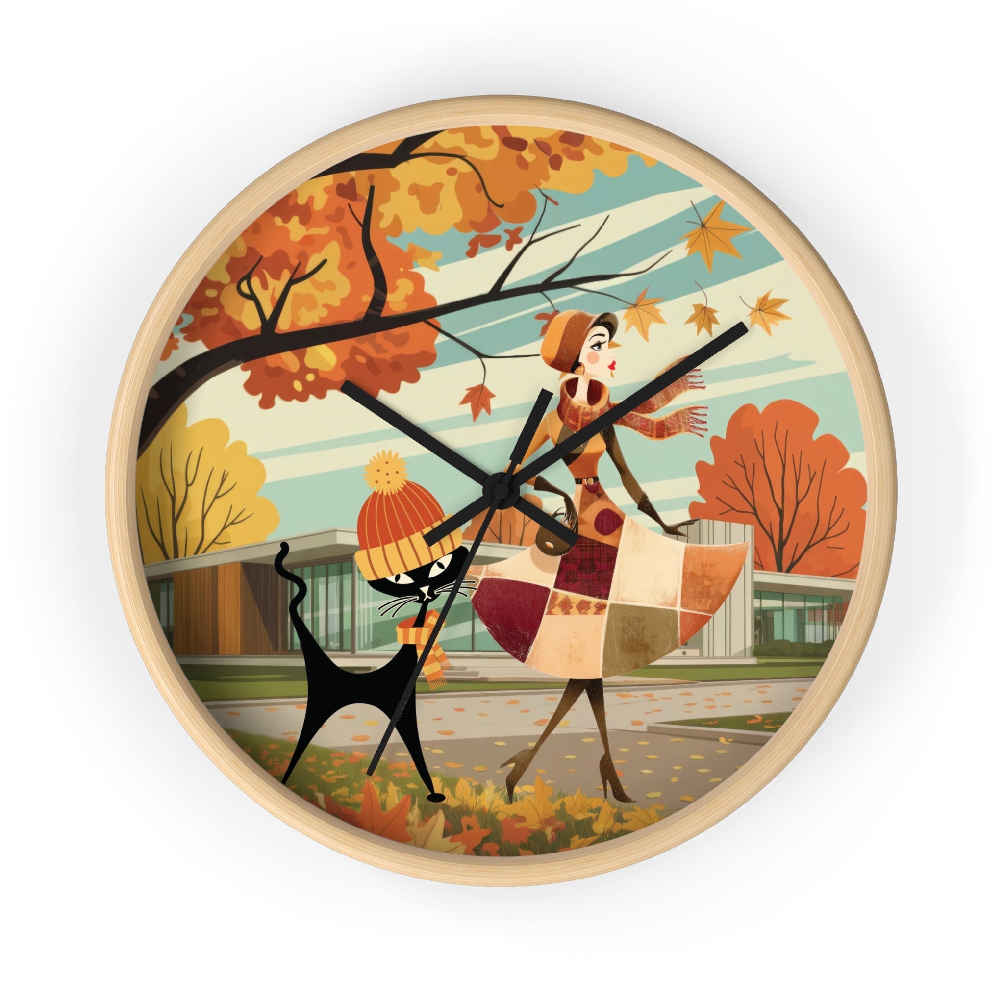 Kate McEnroe New York Mid Century Modern Atomic Cat Wall Clock, Retro Vintage Kitsch Home AccentWall Clocks16627495482783589188