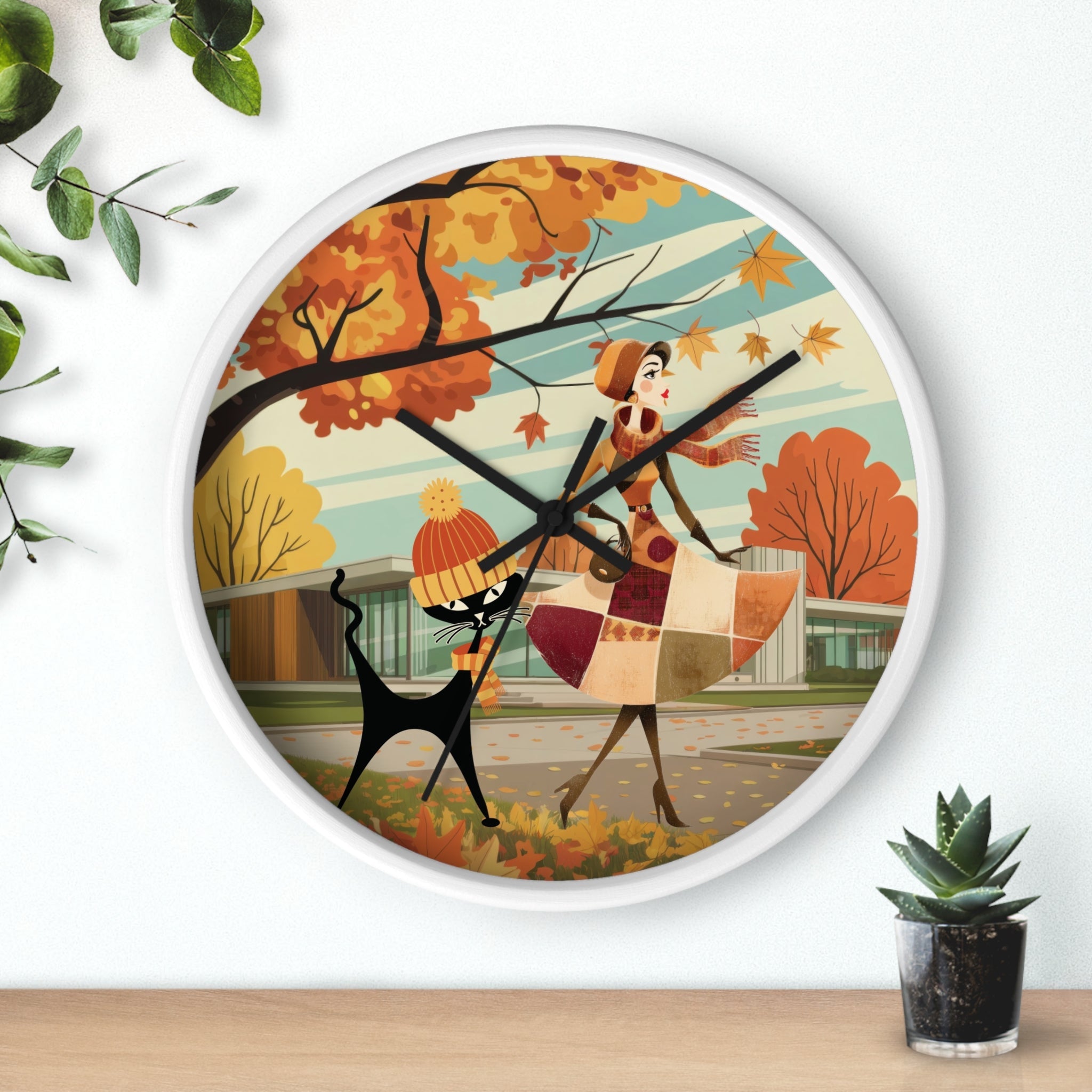 Kate McEnroe New York Mid Century Modern Atomic Cat Wall Clock, Retro Vintage Kitsch Home AccentWall Clocks77232776637768243194