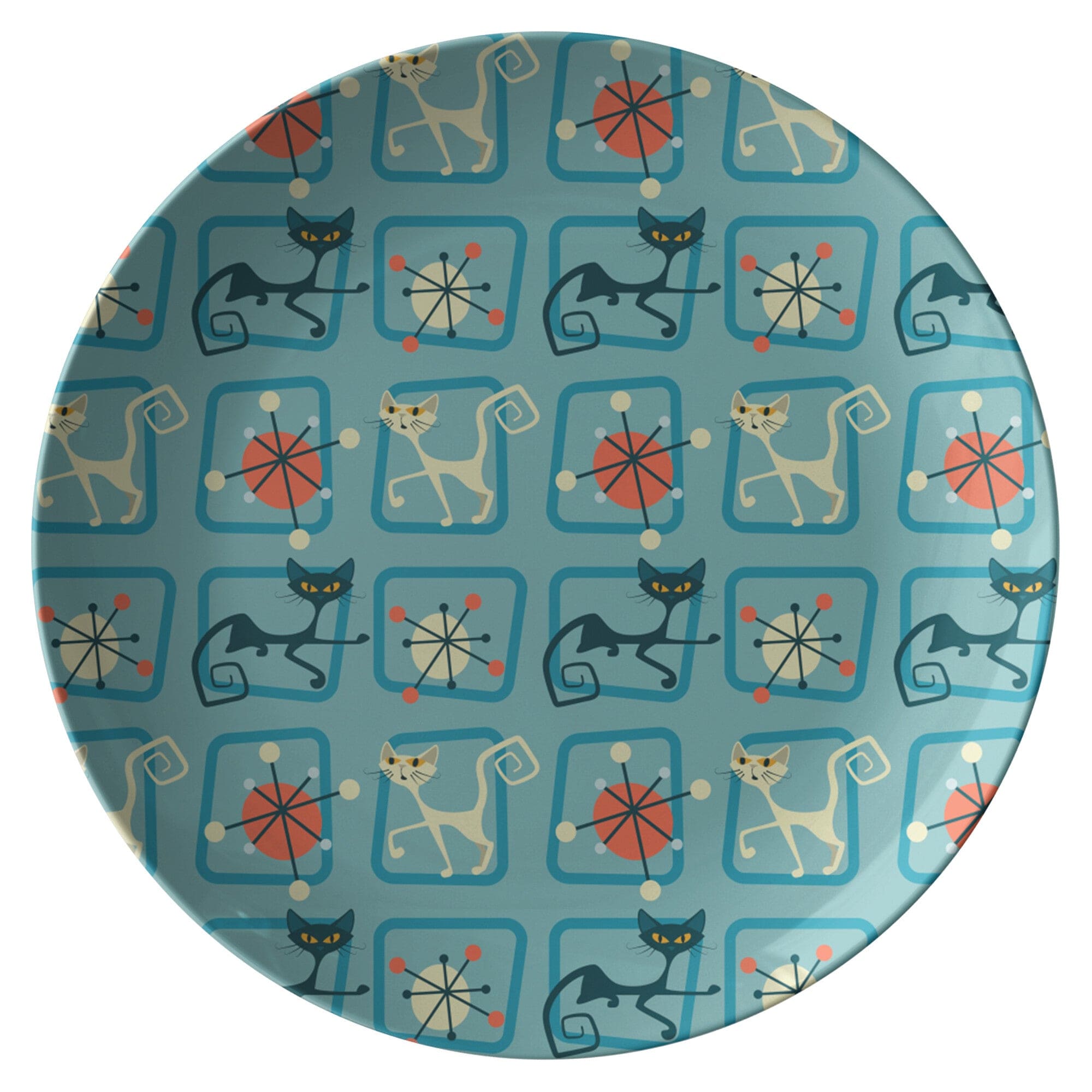 Kate McEnroe New York Mid Century Modern Atomic Kitty Dinner PlatePlates9820SINGLE