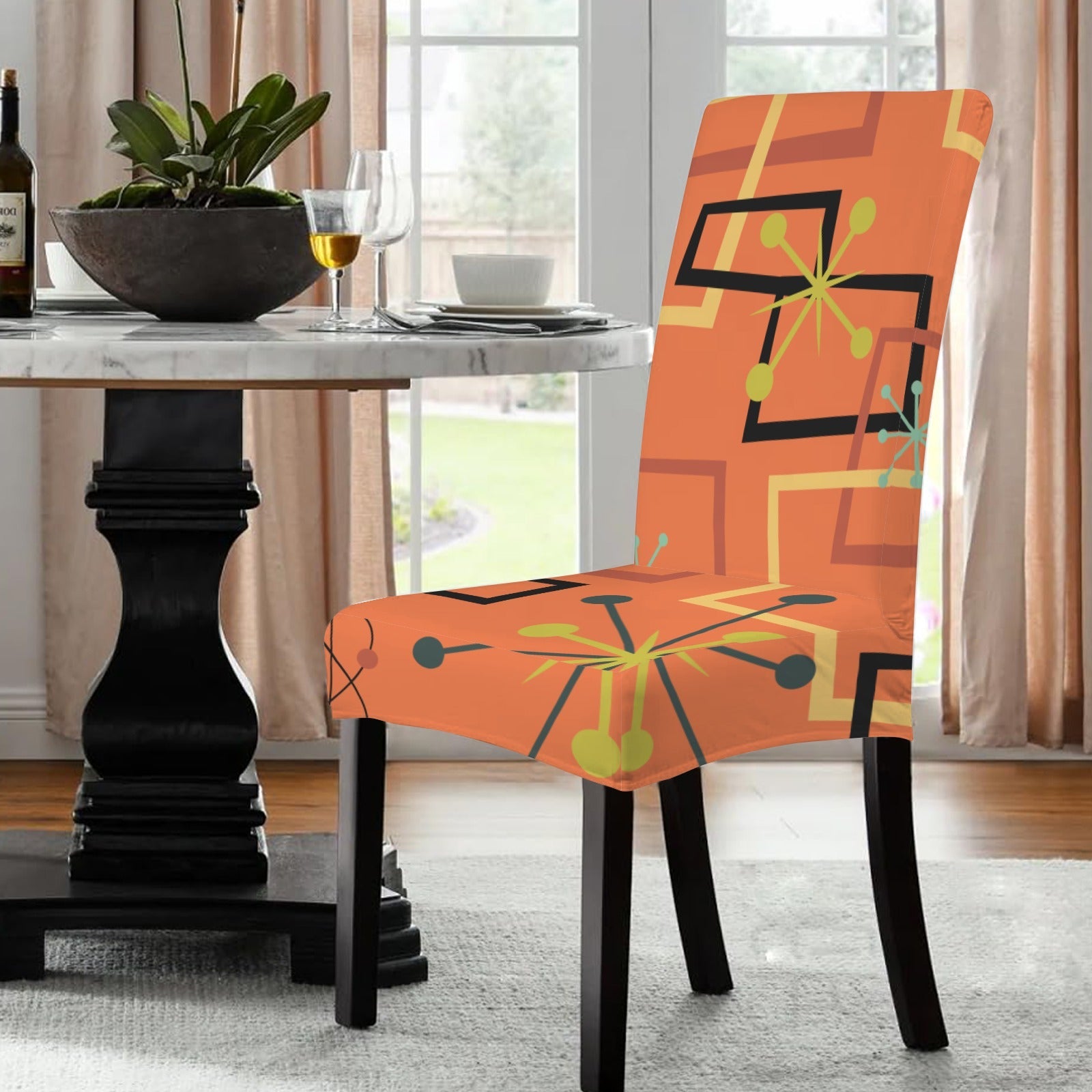 Kate McEnroe New York Mid Century Modern Atomic Starburst Chair Cover Retro 50s Dining SlipcoverChair SlipcoversD3271494